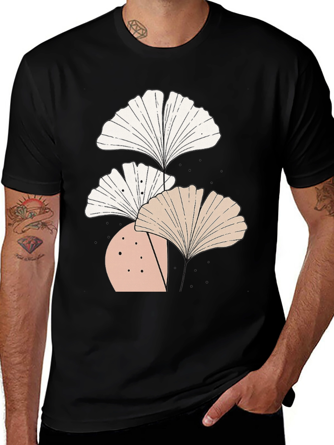 Botanical Ginkgo Leaf Graphic Tee - Modern Style