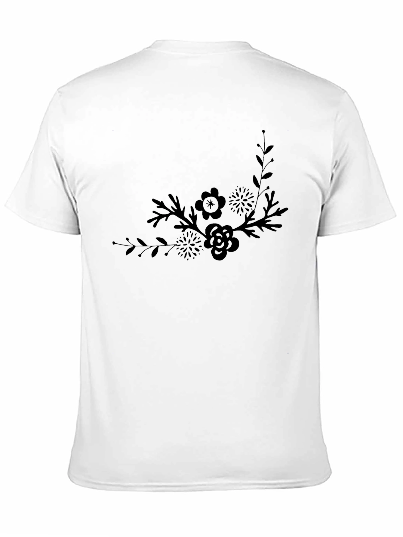 Elegant Floral Graphic Black T-Shirt