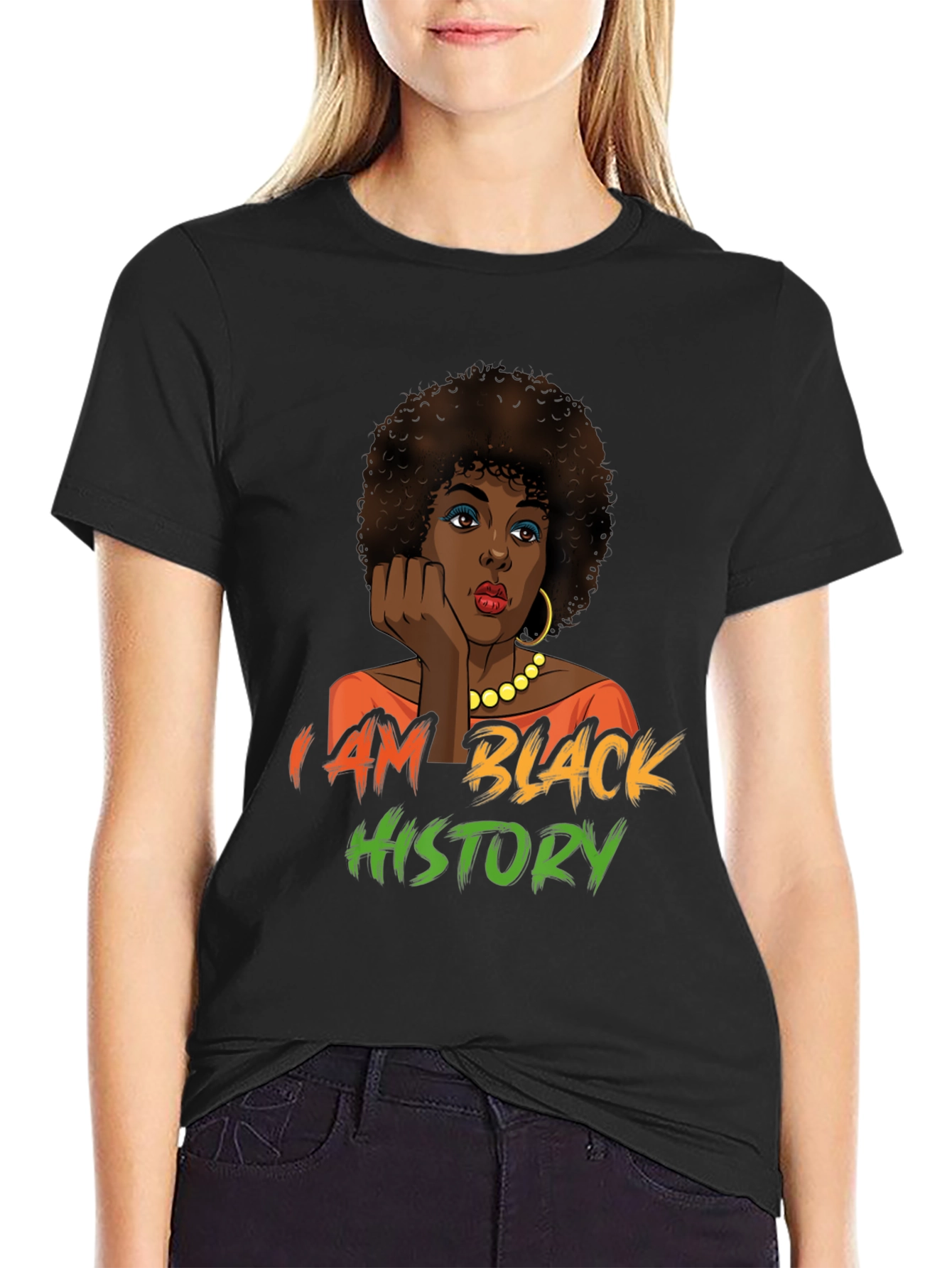Black History T-Shirt - Afro Woman Design