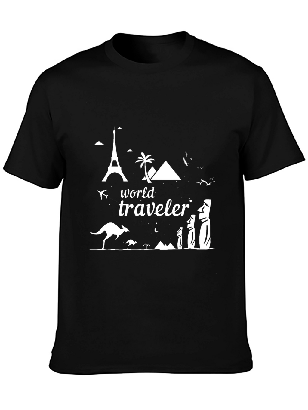 World Traveler Graphic Tee - Black Cotton T-Shirt