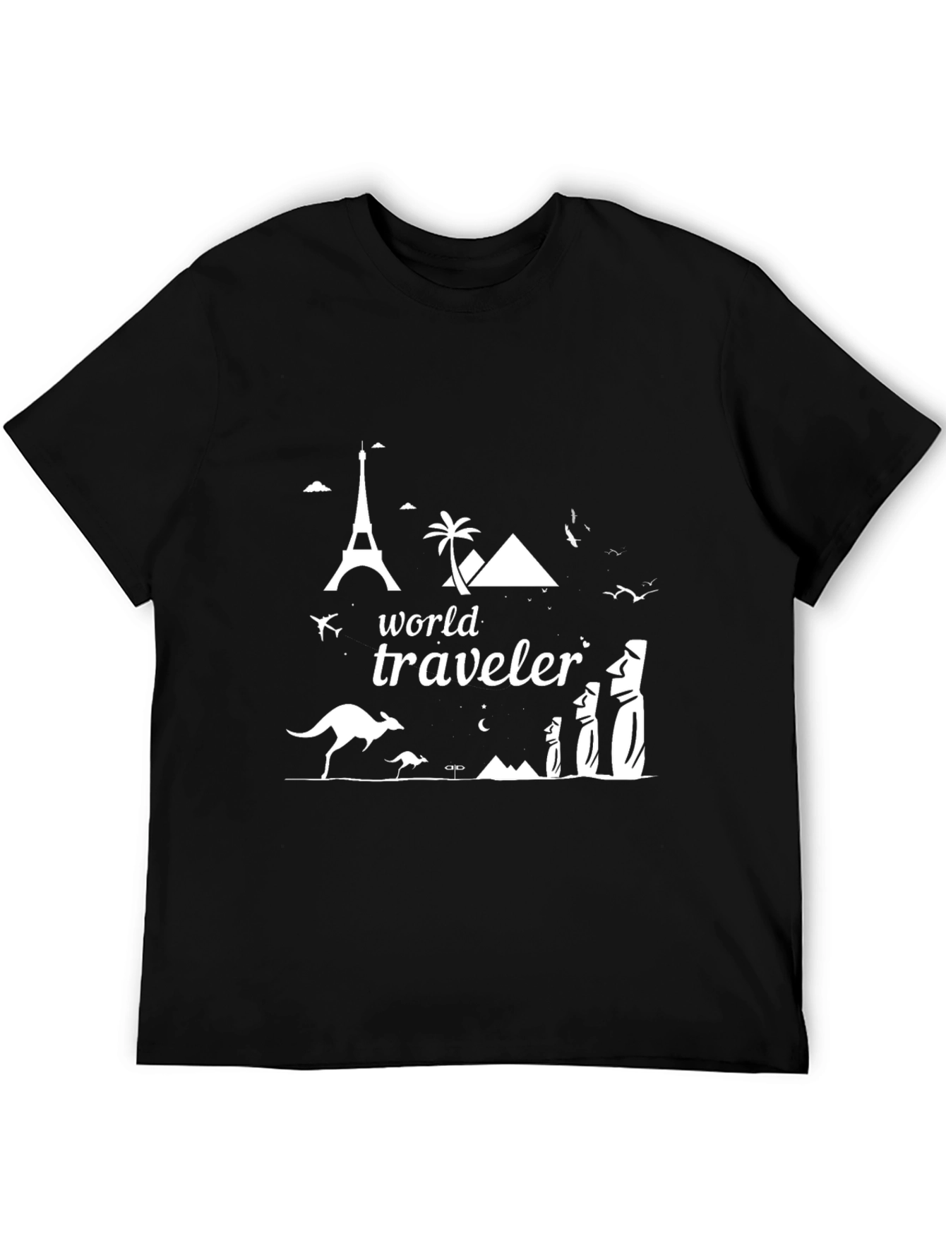 World Traveler Graphic Tee - Black Cotton T-Shirt