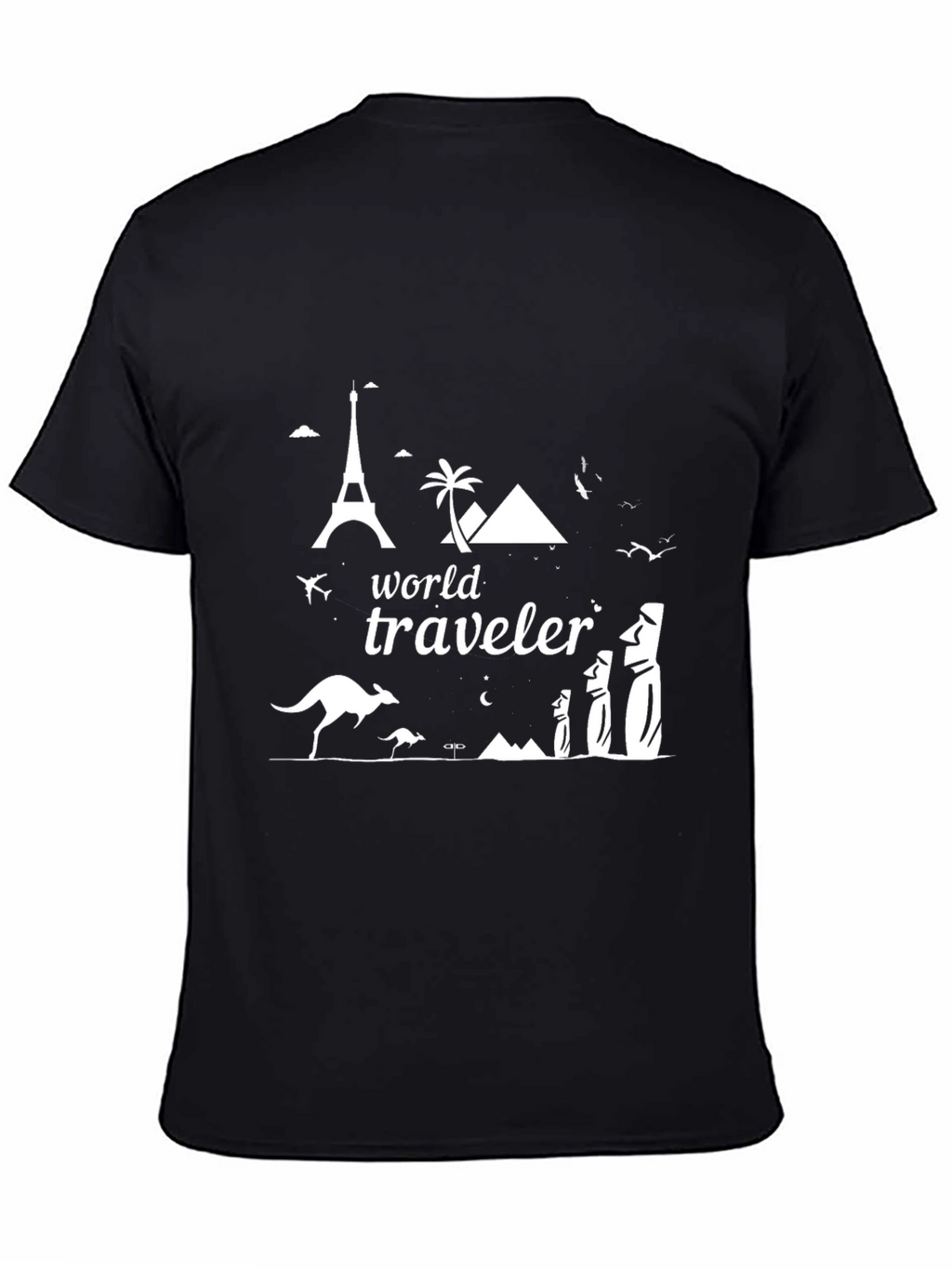 World Traveler Graphic Tee - Black Cotton T-Shirt