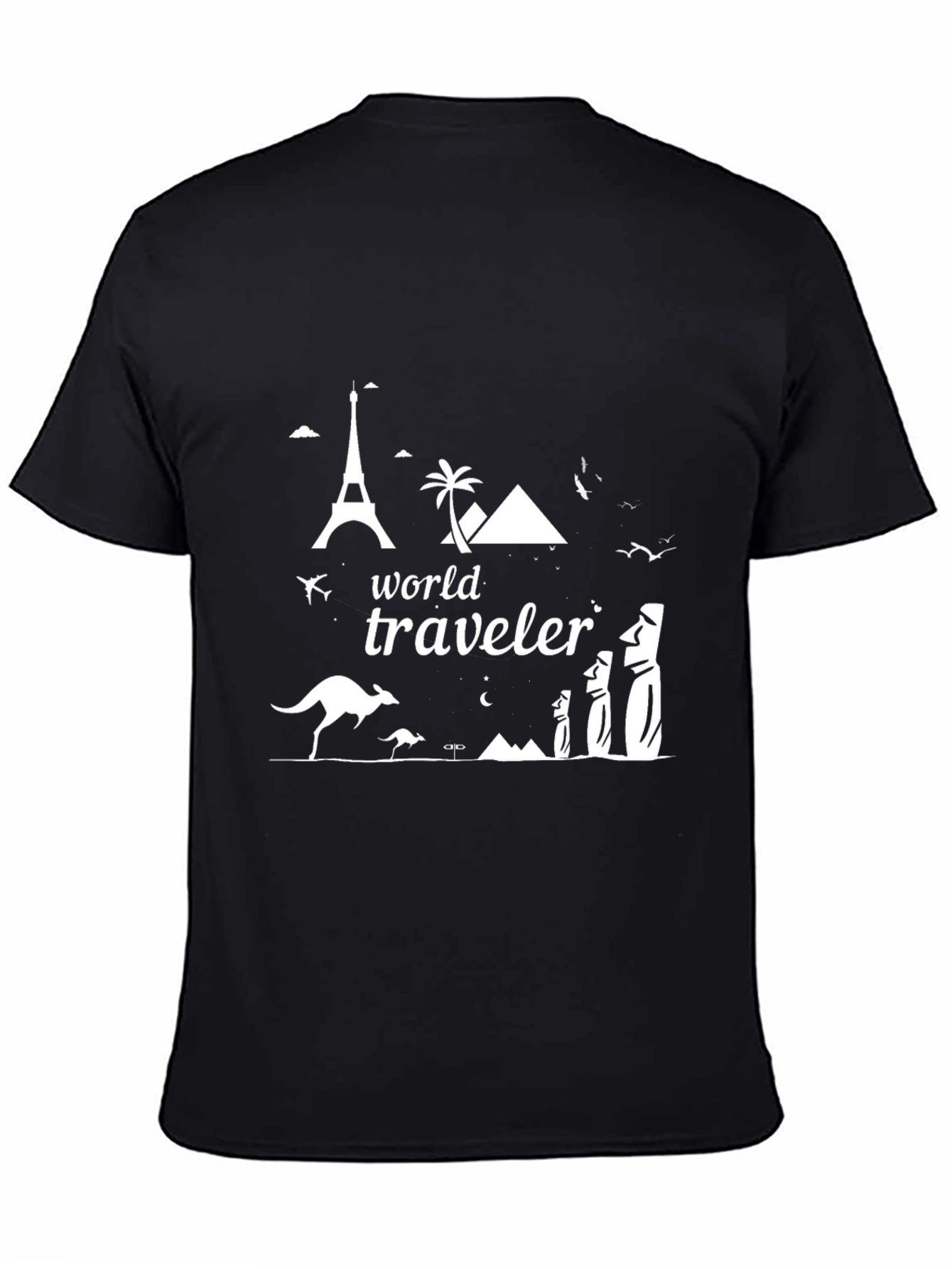 World Traveler Graphic Tee - Black Cotton T-Shirt