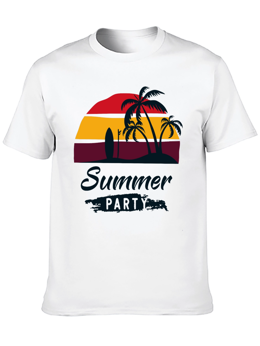 Summer Party Black T-Shirt with Palm Trees