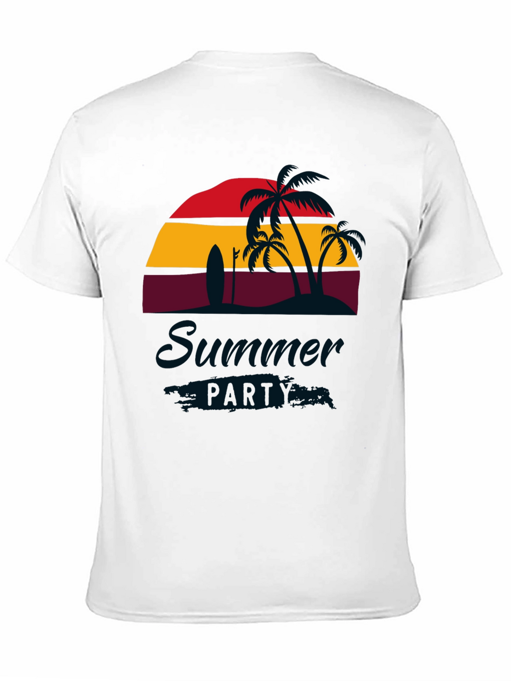 Summer Party Black T-Shirt with Palm Trees