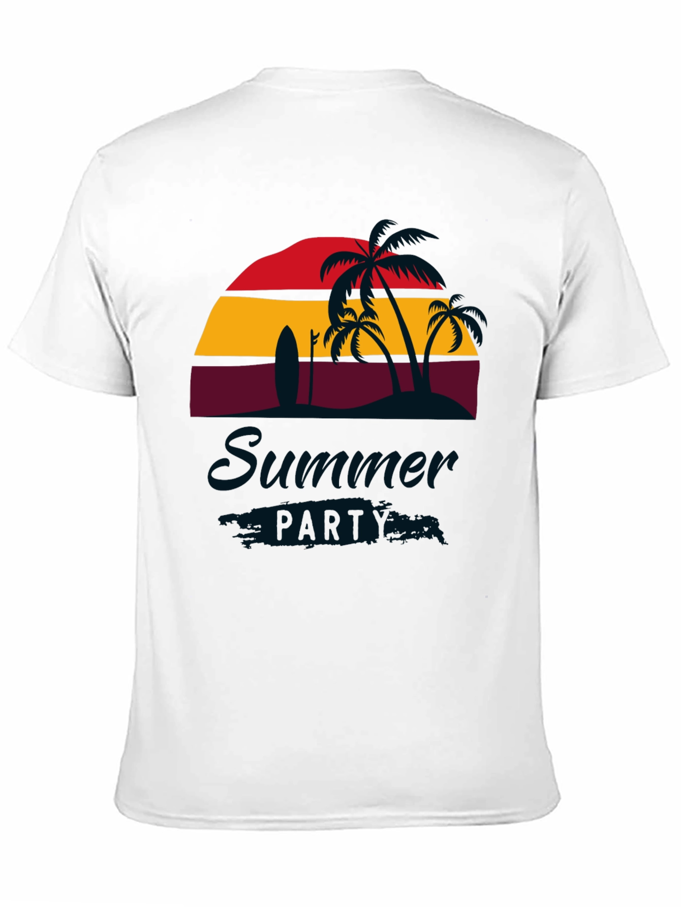 Summer Party Black T-Shirt with Palm Trees