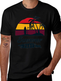 Summer Party Black T-Shirt with Palm Trees