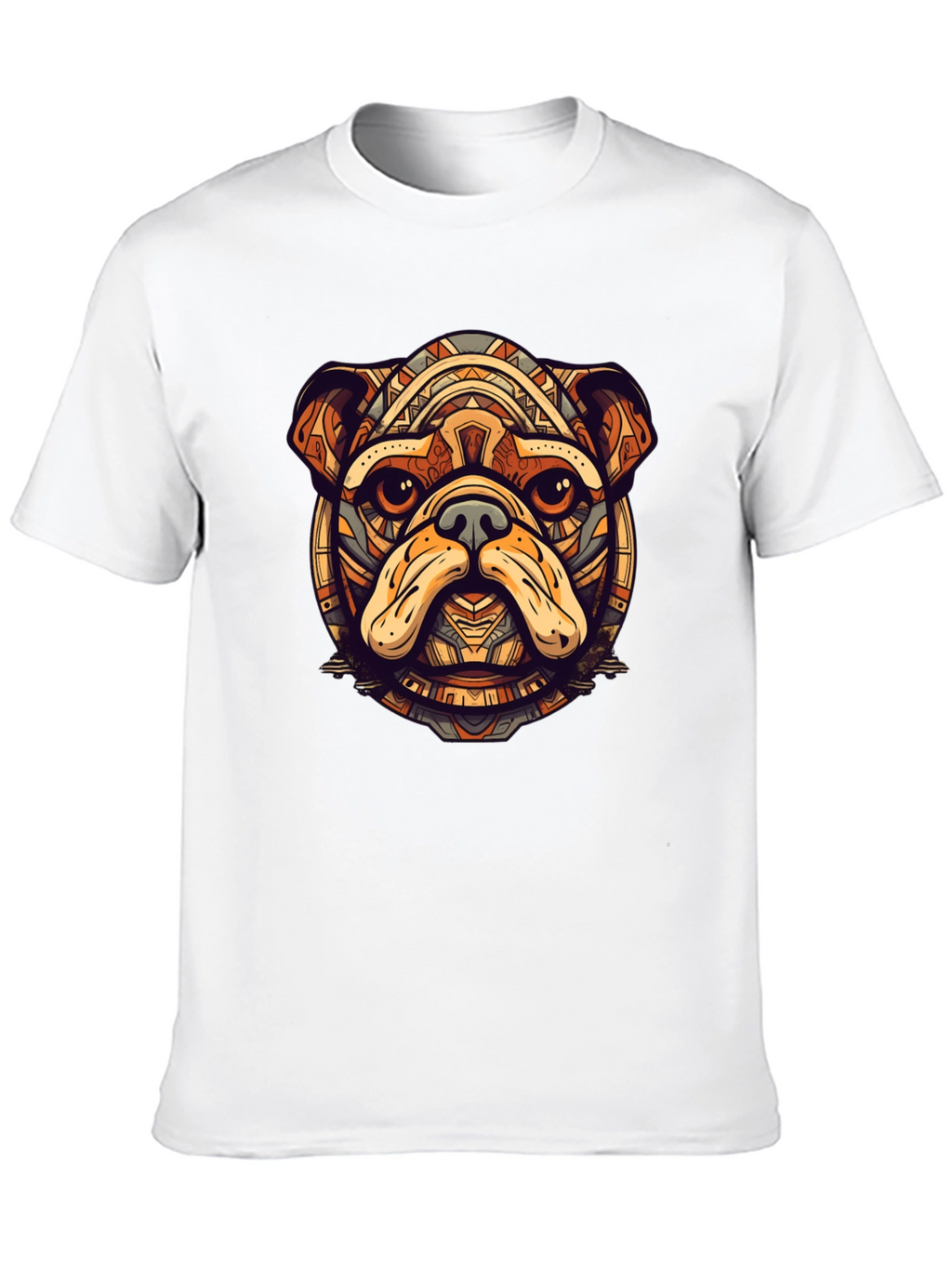 Bulldog Tribal Art Black T-Shirt