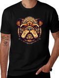 Bulldog Tribal Art Black T-Shirt