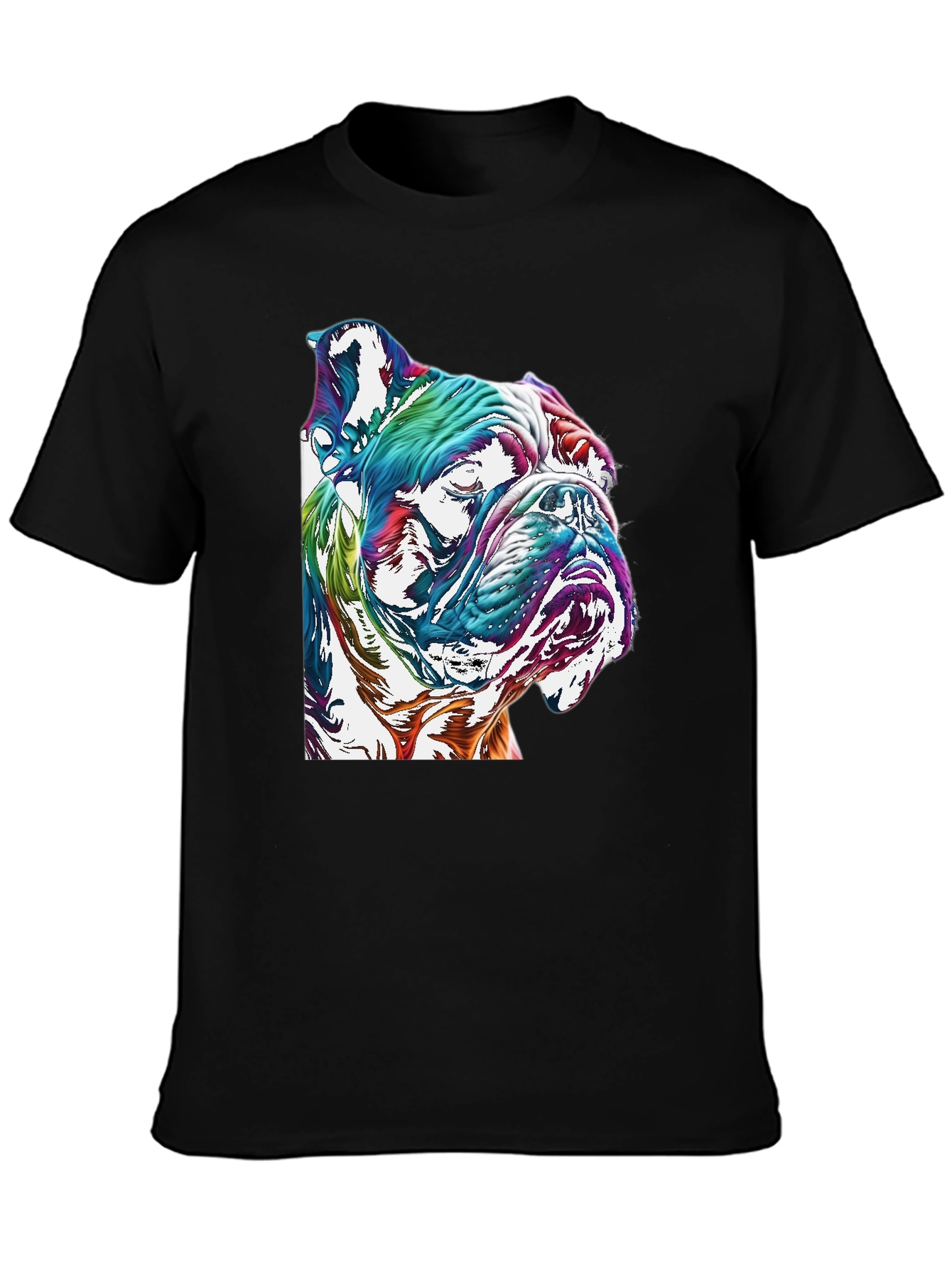 Colorful Bulldog Graphic Tee - Artistic Dog Lovers Shirt