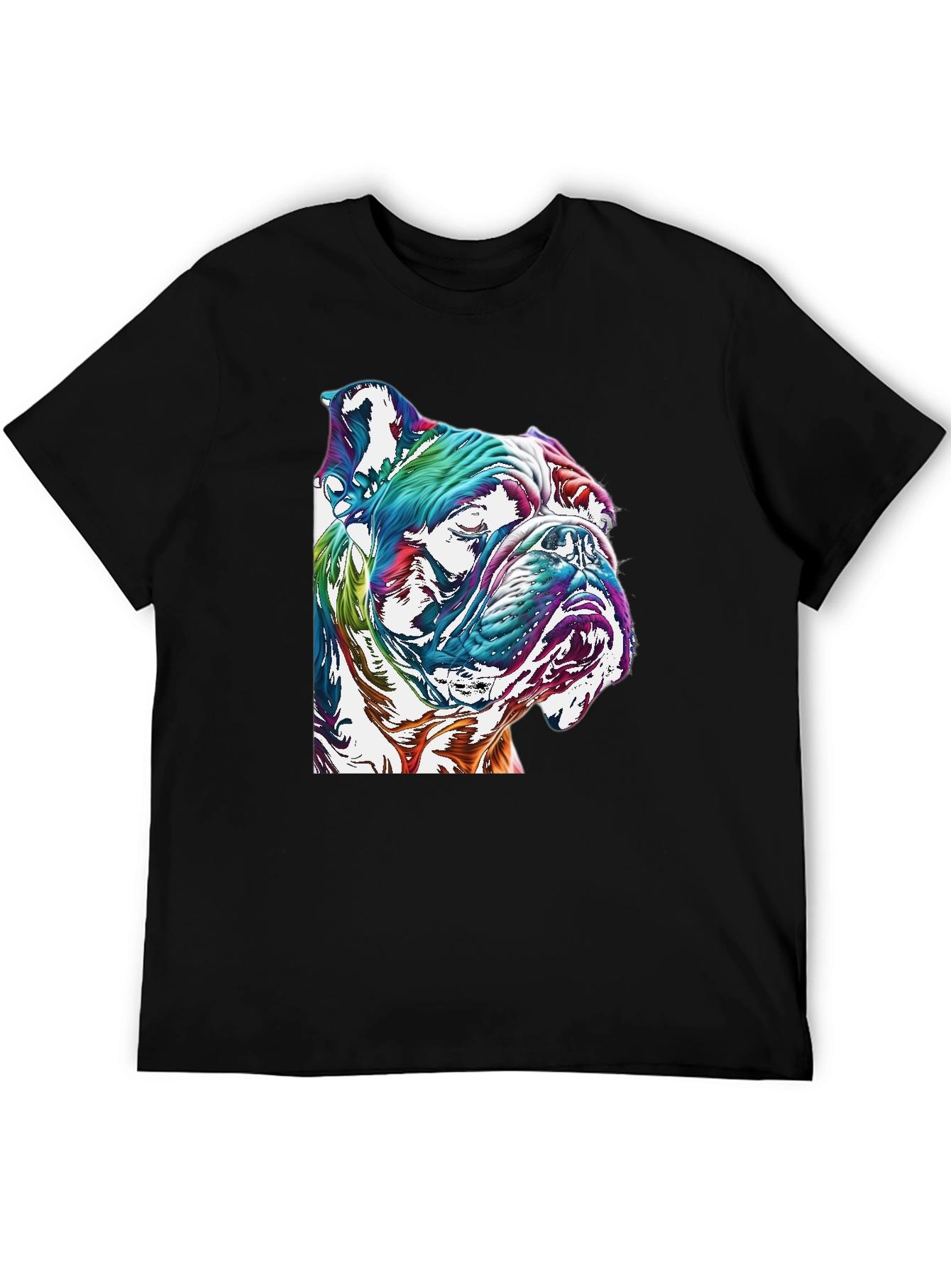 Colorful Bulldog Graphic Tee - Artistic Dog Lovers Shirt