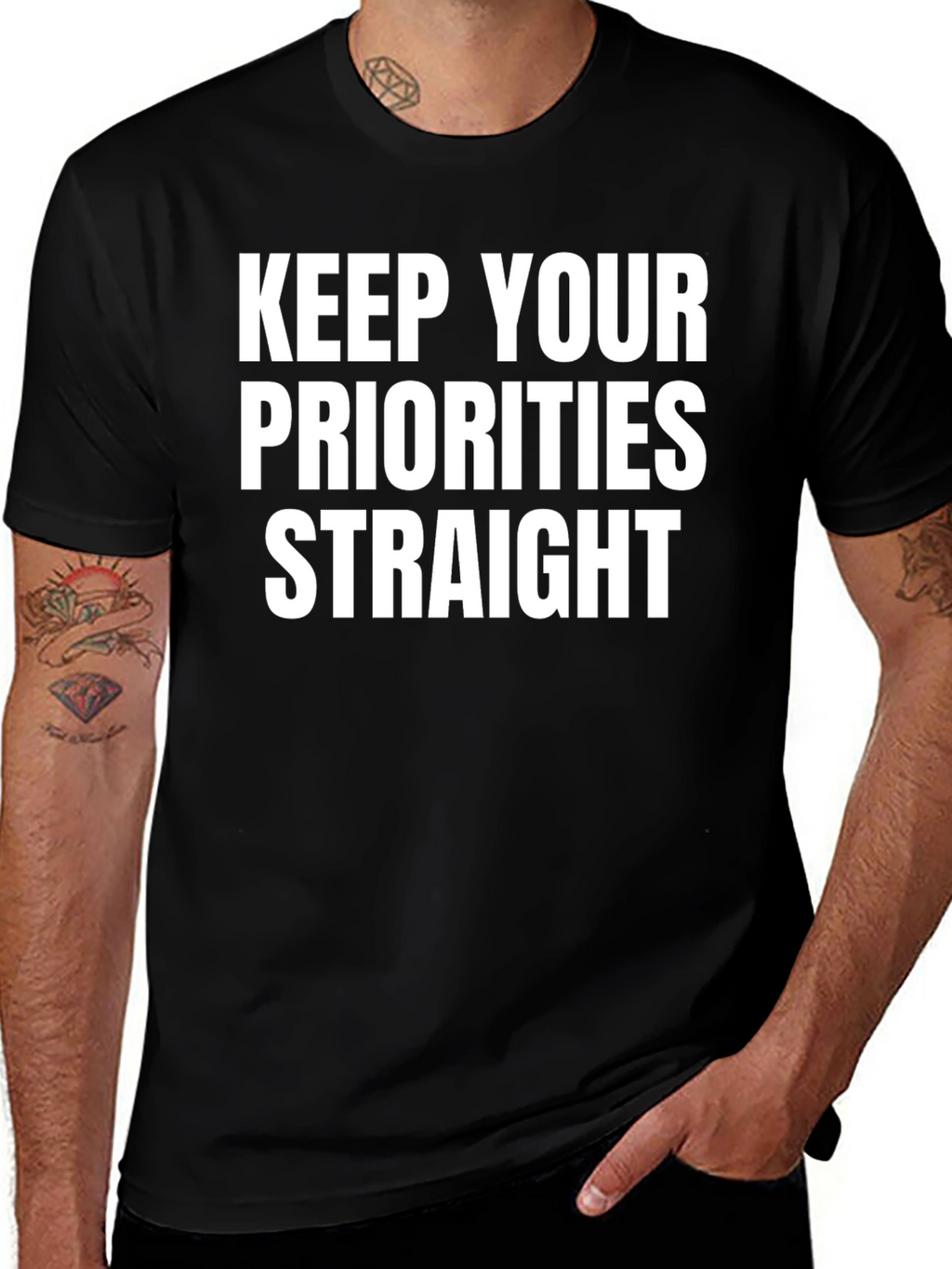 Keep Your Priorities Straight Black Tee