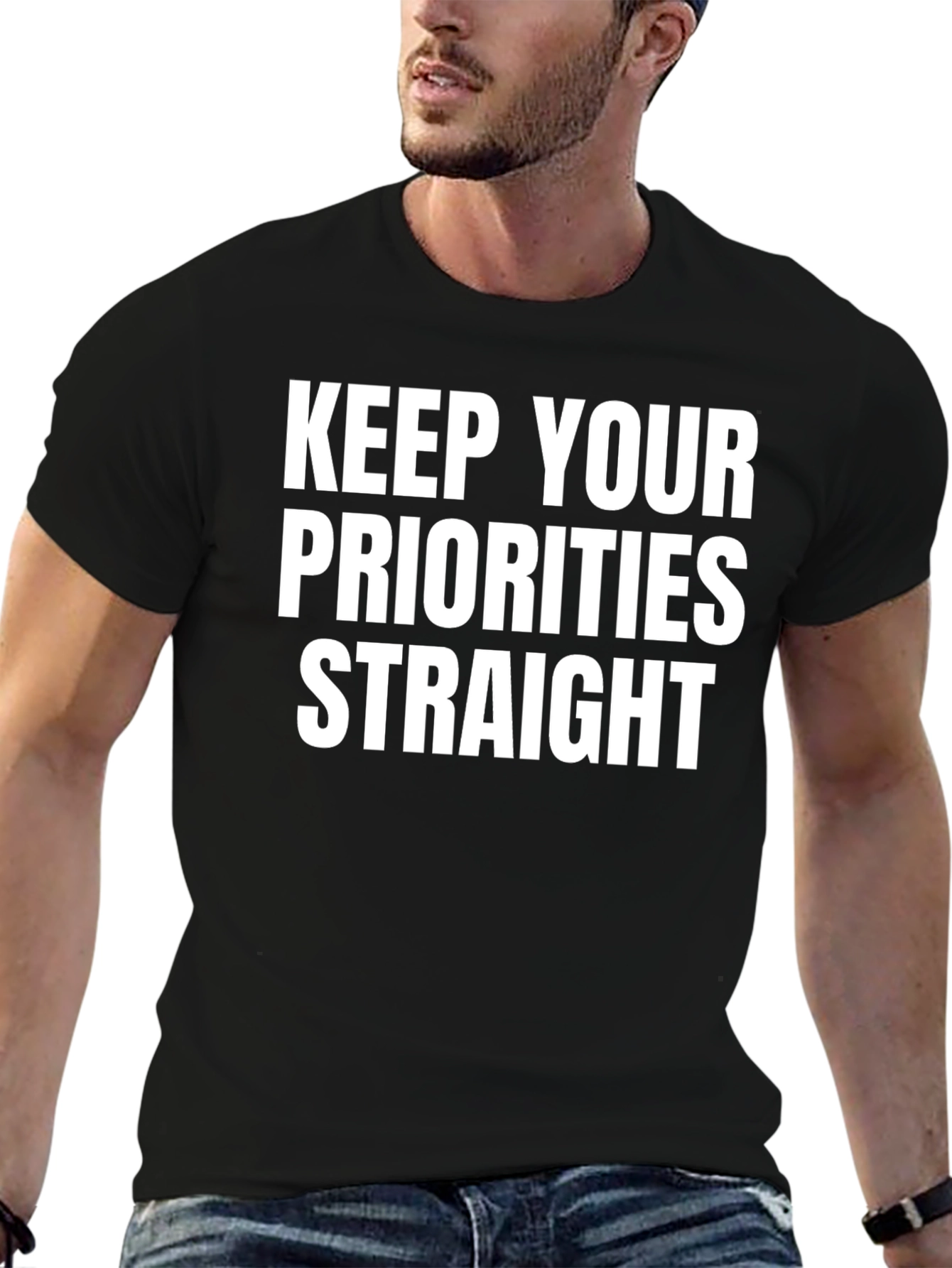 Keep Your Priorities Straight Black Tee