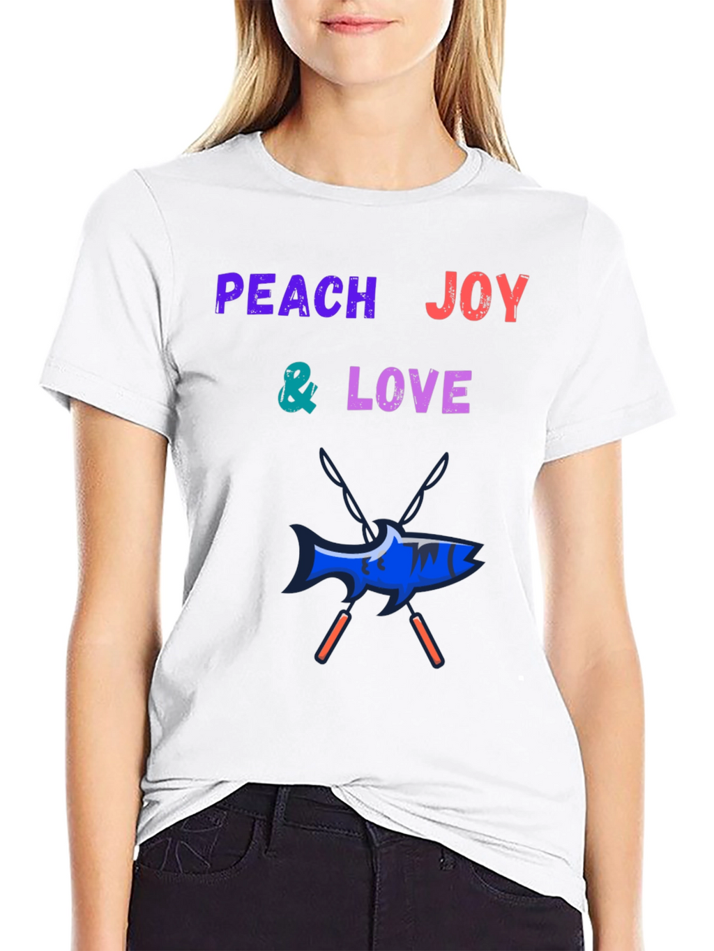 Peach Joy & Love Graphic Tee - Fish Design