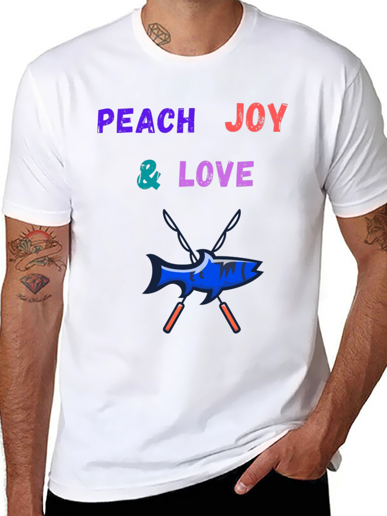 Peach Joy & Love Graphic Tee - Fish Design