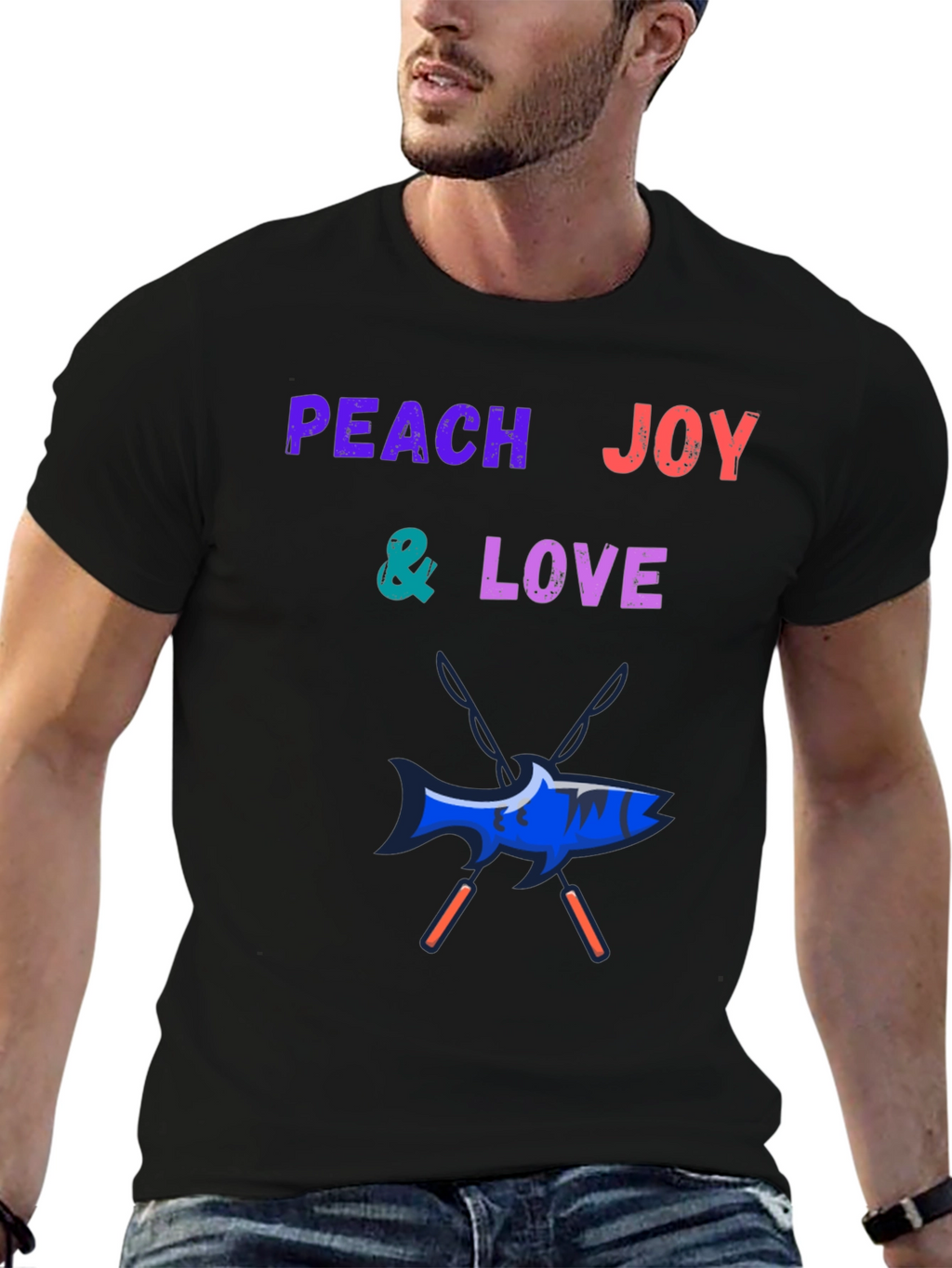 Peach Joy & Love Graphic Tee - Fish Design