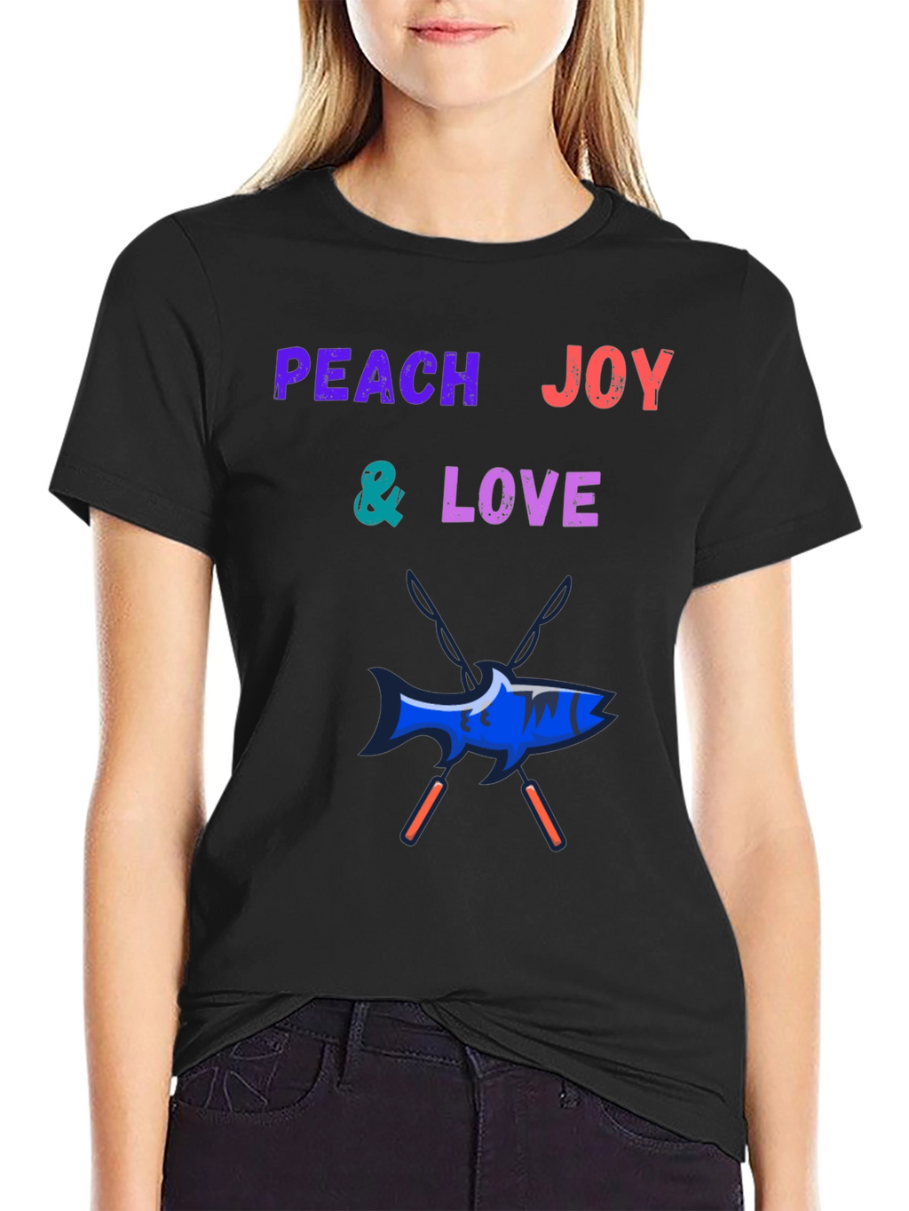 Peach Joy & Love Graphic Tee - Fish Design