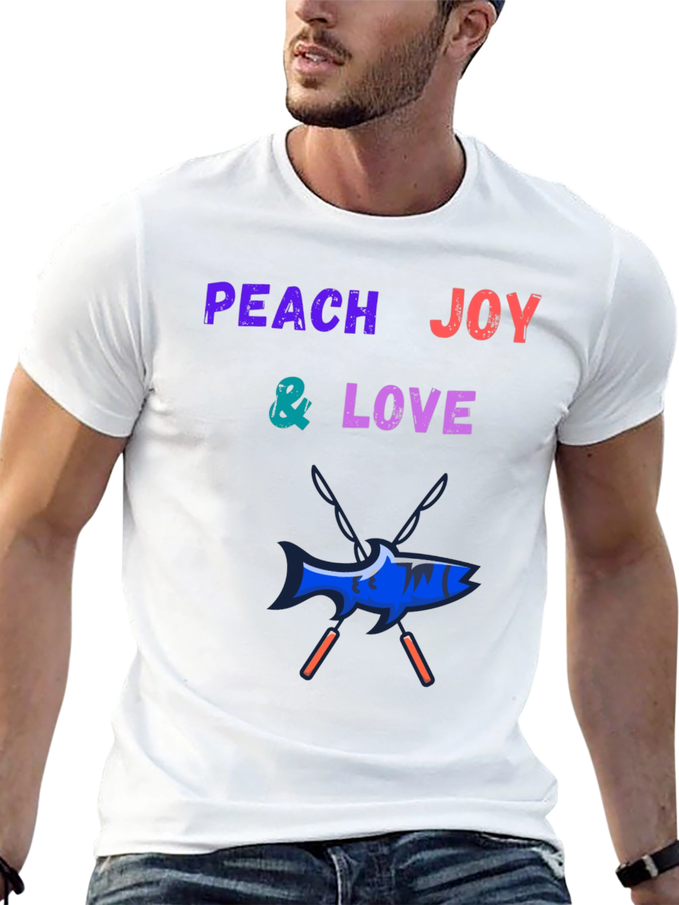 Peach Joy & Love Graphic Tee - Fish Design
