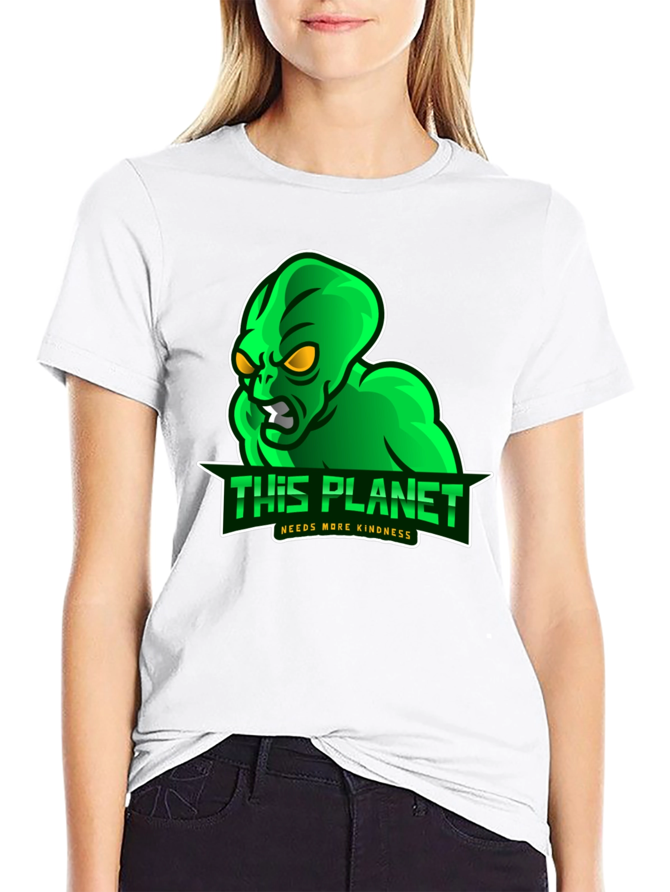 Alien This Planet Needs More Kindness Black T-Shirt