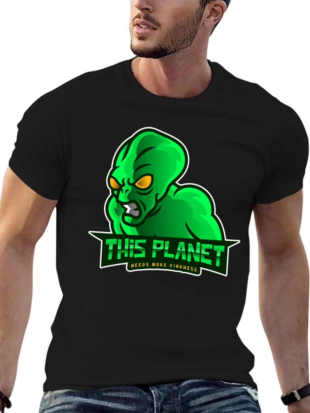 Alien This Planet Needs More Kindness Black T-Shirt