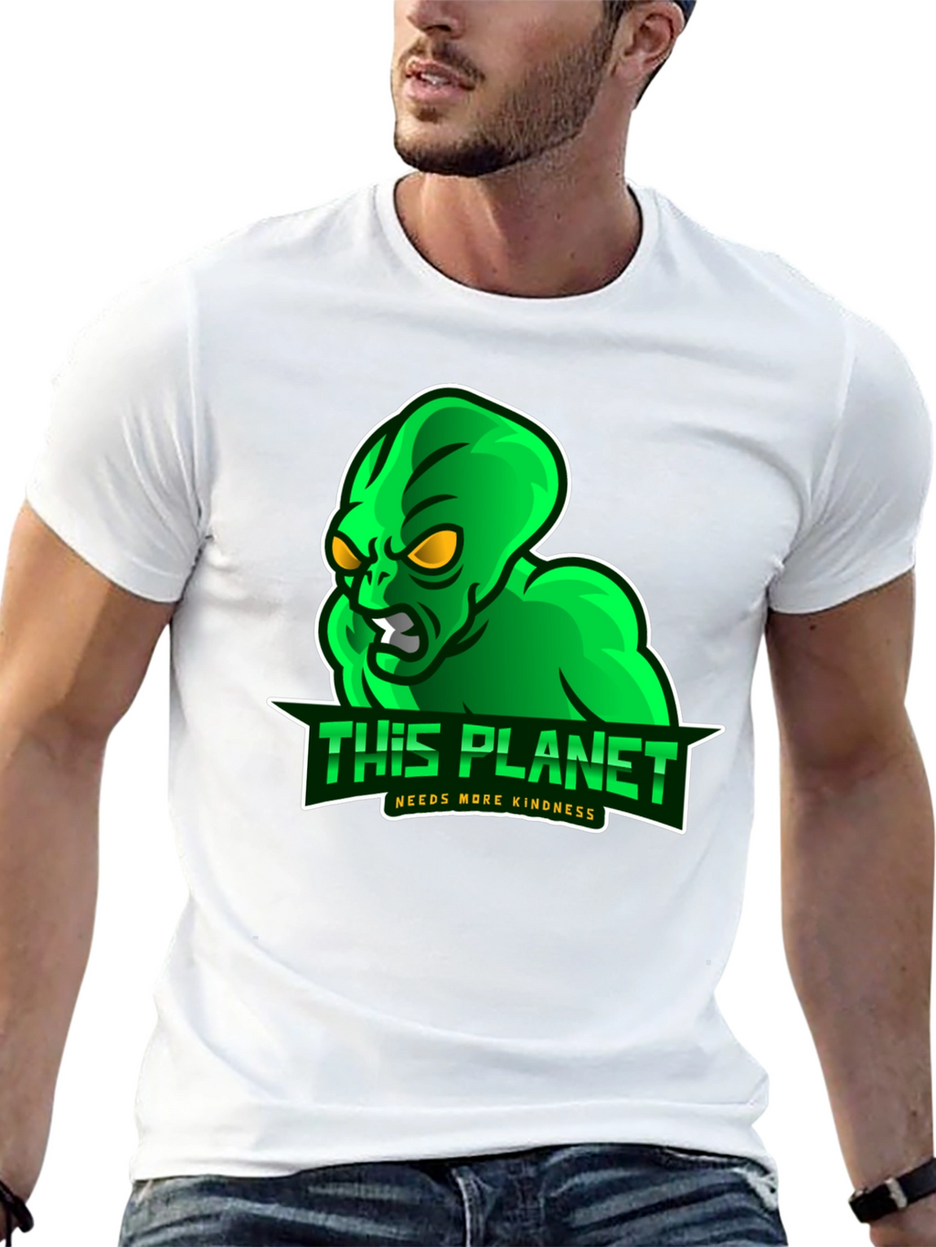 Alien This Planet Needs More Kindness Black T-Shirt