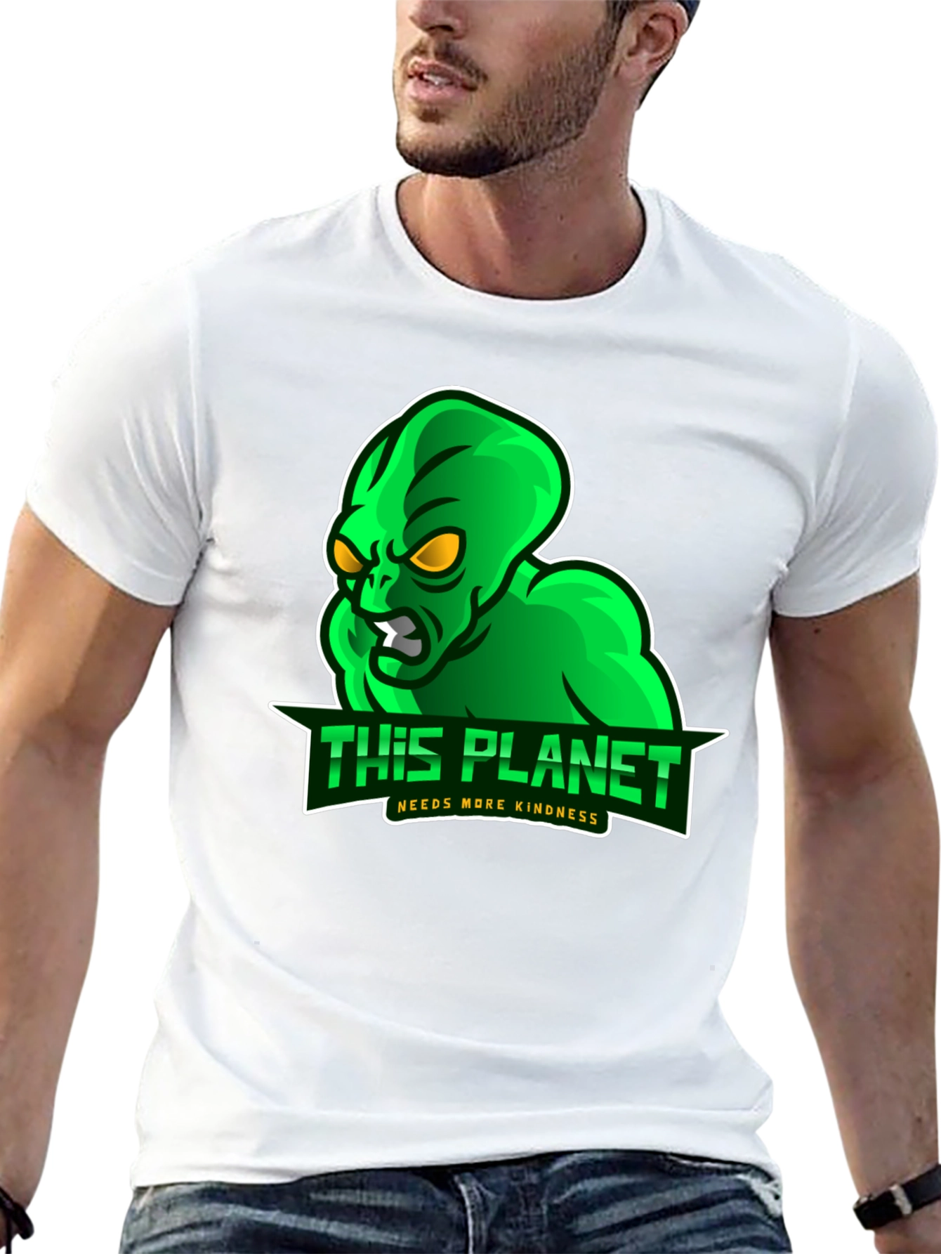 Alien This Planet Needs More Kindness Black T-Shirt