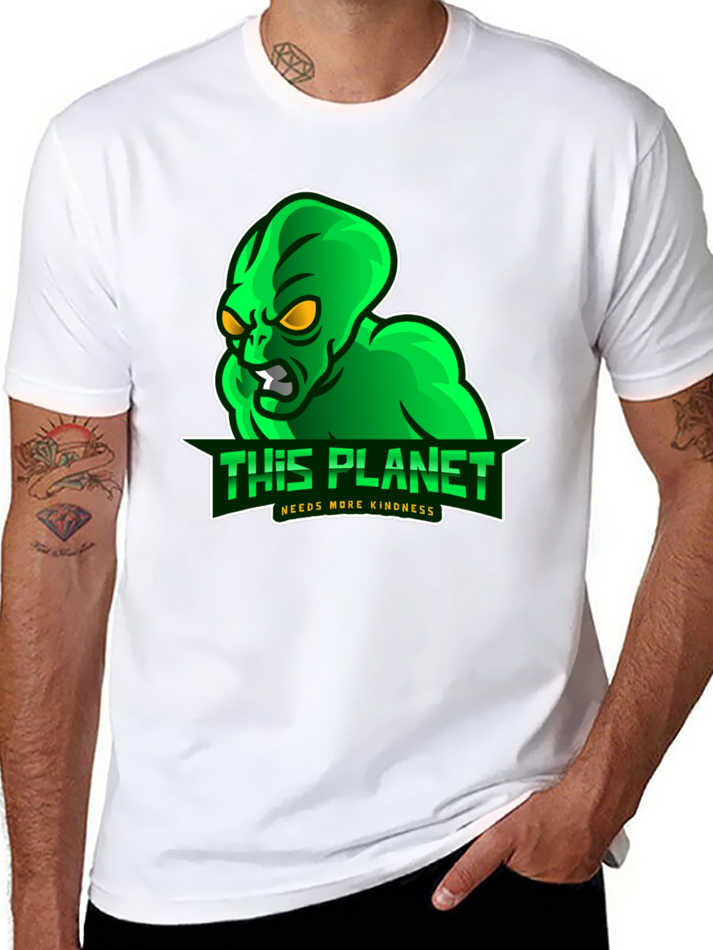 Alien This Planet Needs More Kindness Black T-Shirt