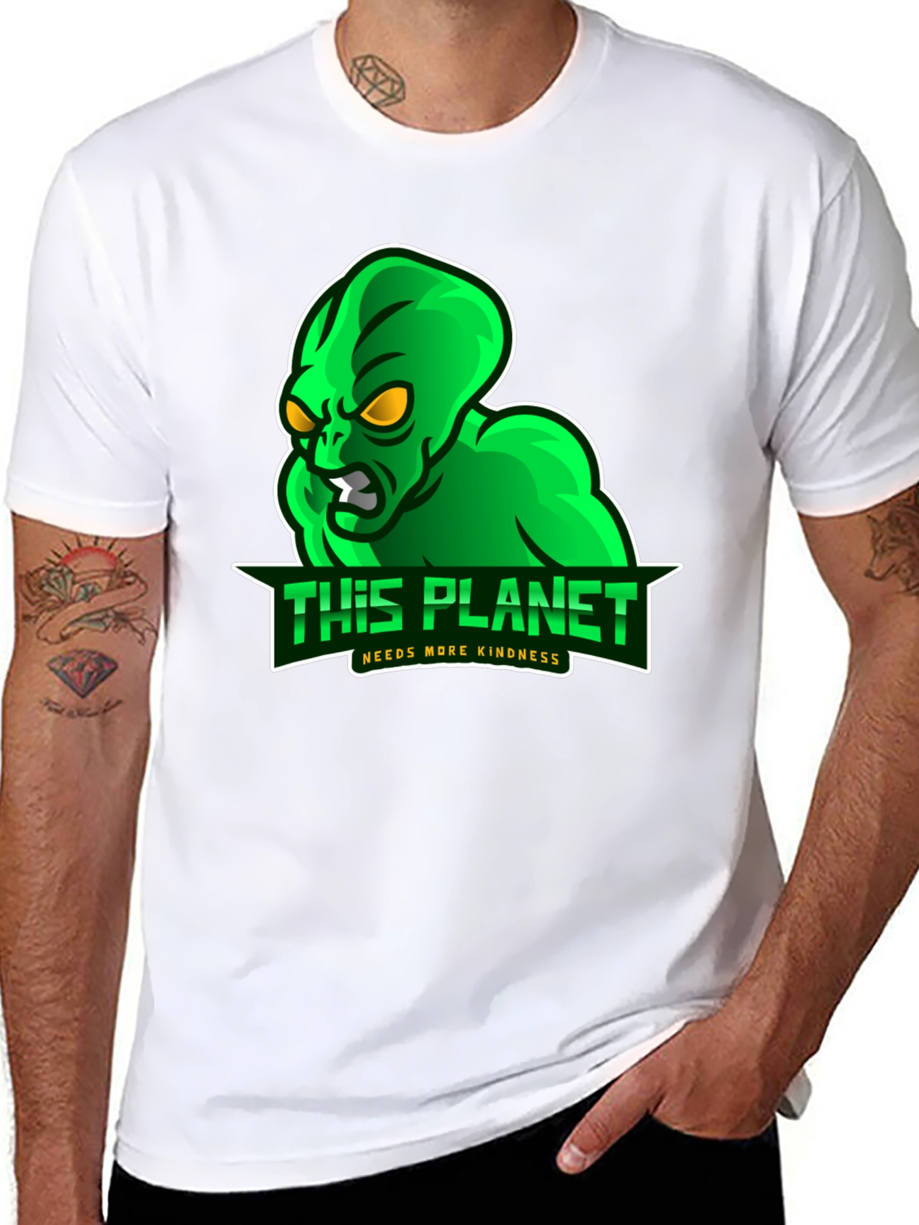 Alien This Planet Needs More Kindness Black T-Shirt