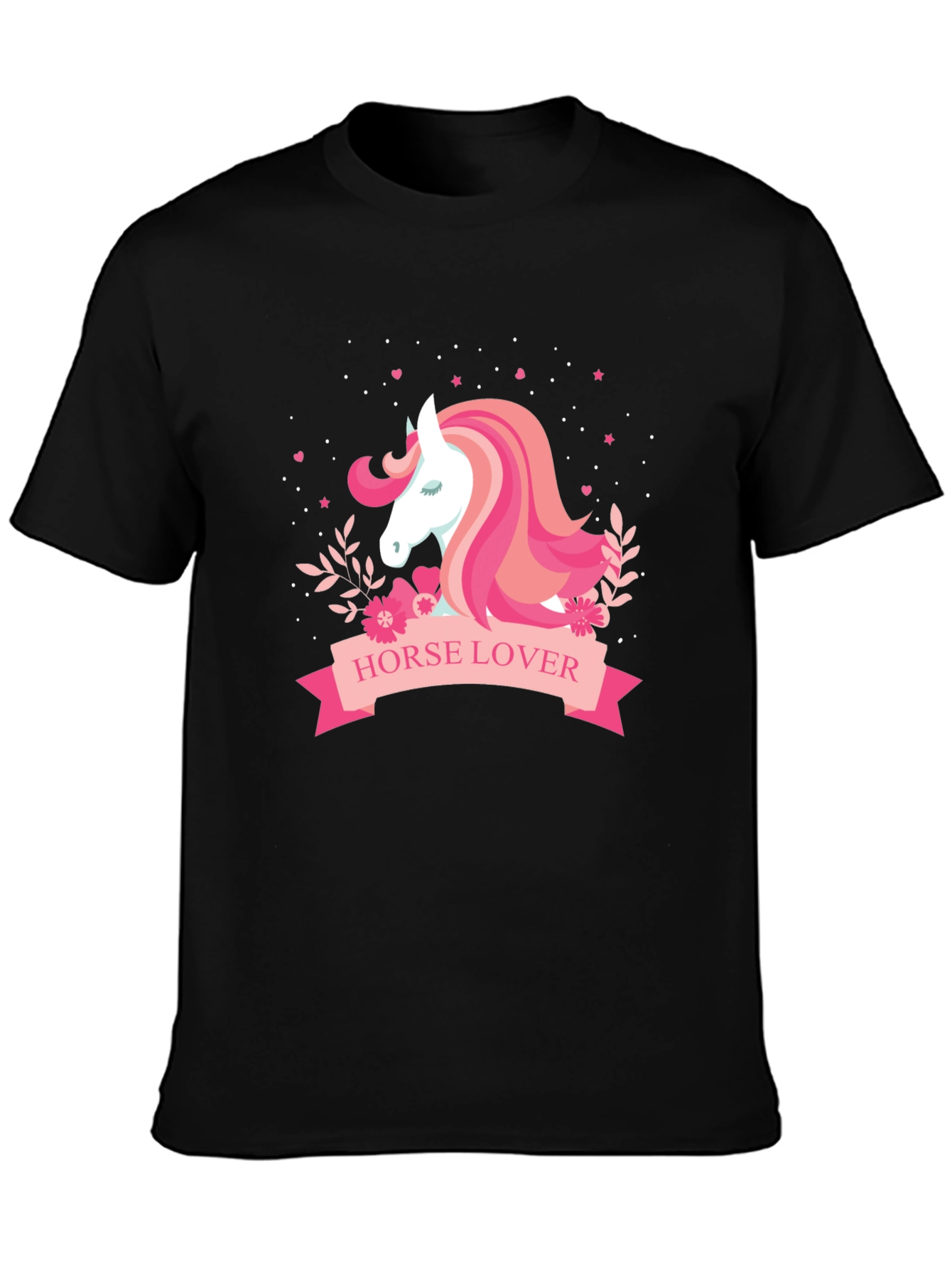 Horse Lover Graphic Tee - Black Cotton T-Shirt