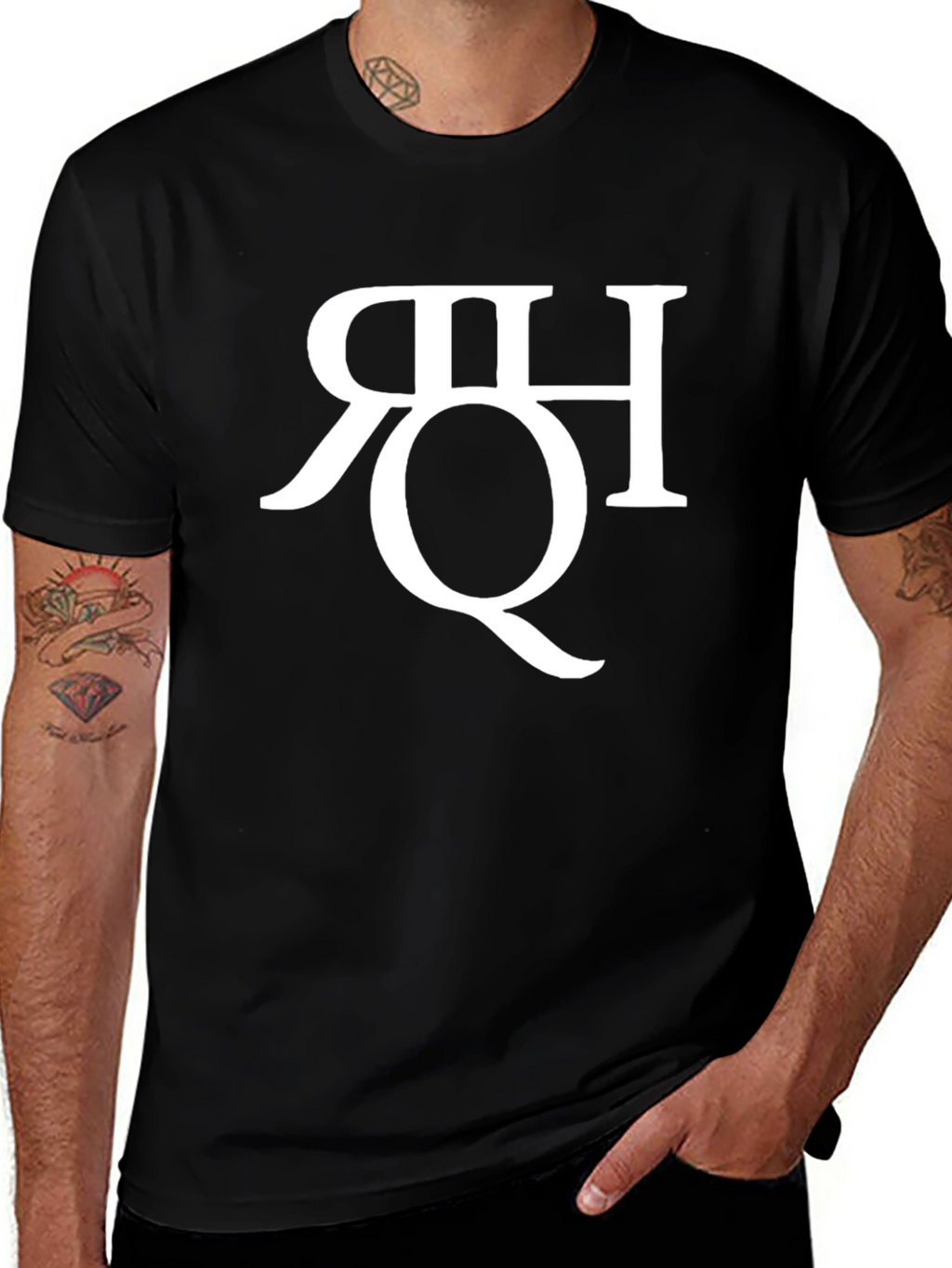 Black T-Shirt with Artistic Letter Design