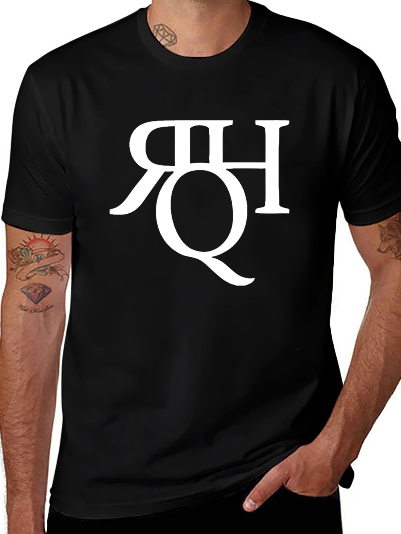 Black T-Shirt with Artistic Letter Design