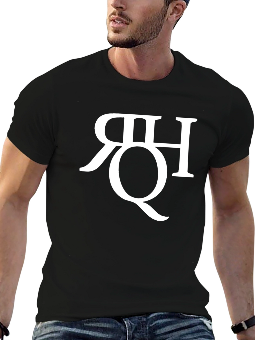 Black T-Shirt with Artistic Letter Design