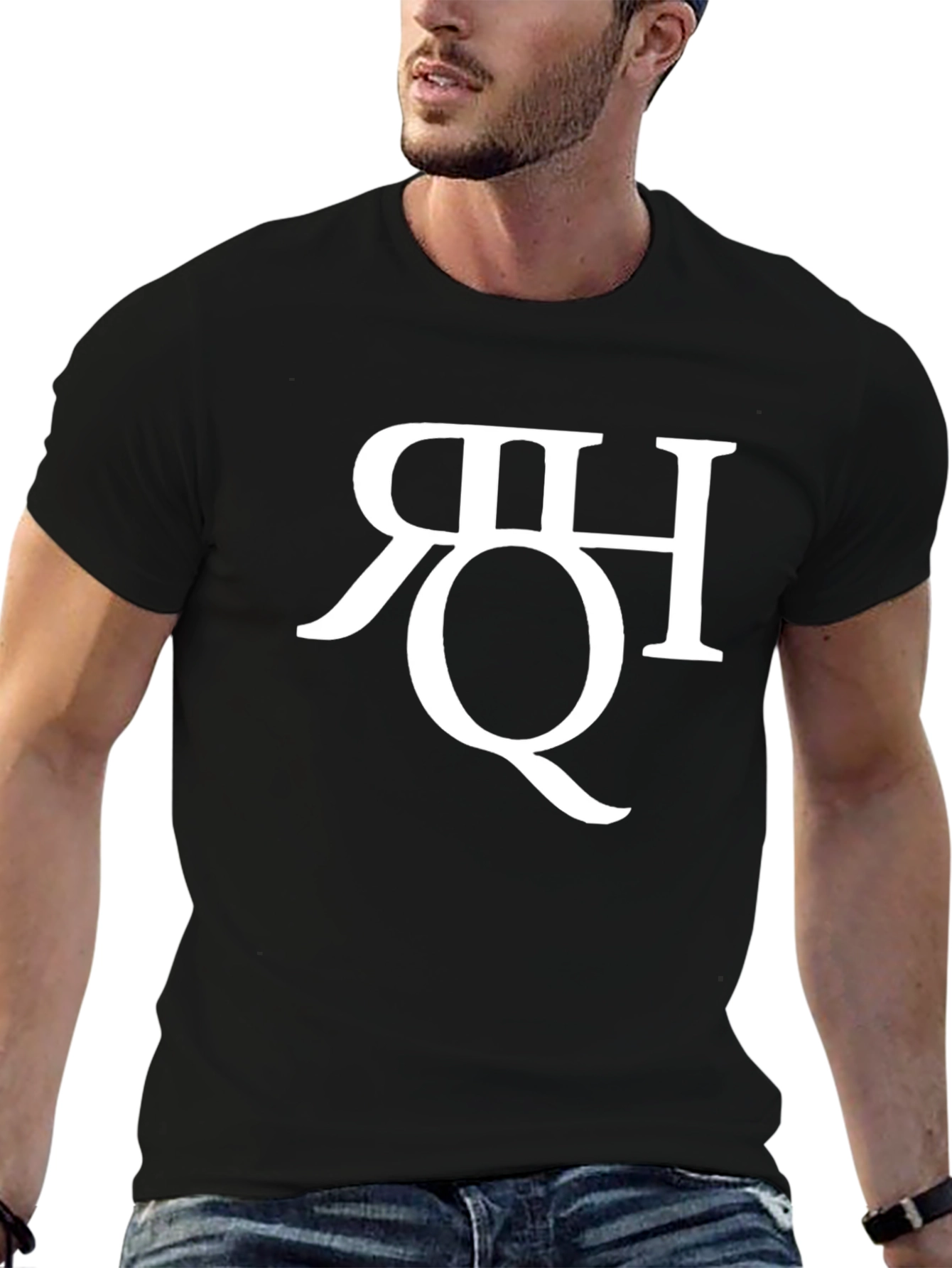 Black T-Shirt with Artistic Letter Design