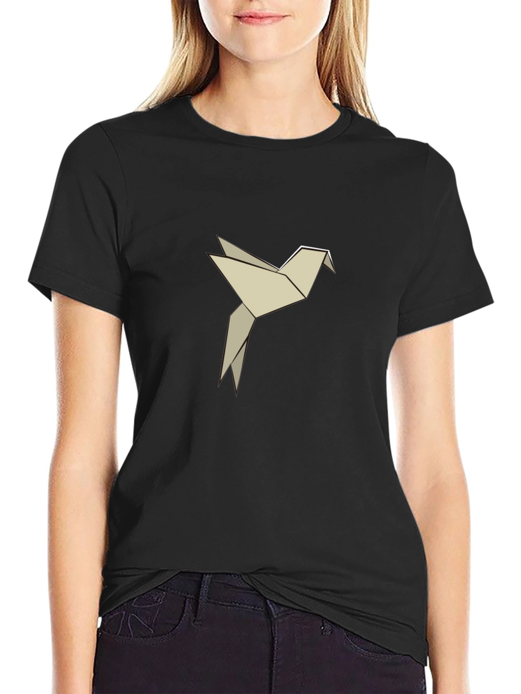 Origami Bird Graphic Tee - Black
