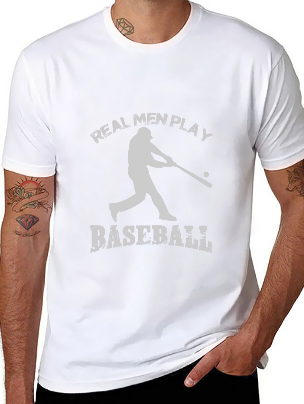 Real Men Play Baseball Black T-Shirt