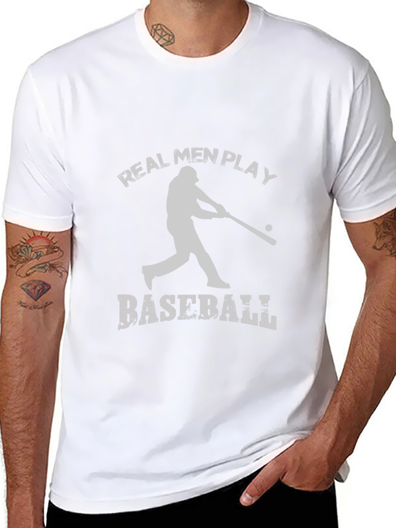 Real Men Play Baseball Black T-Shirt
