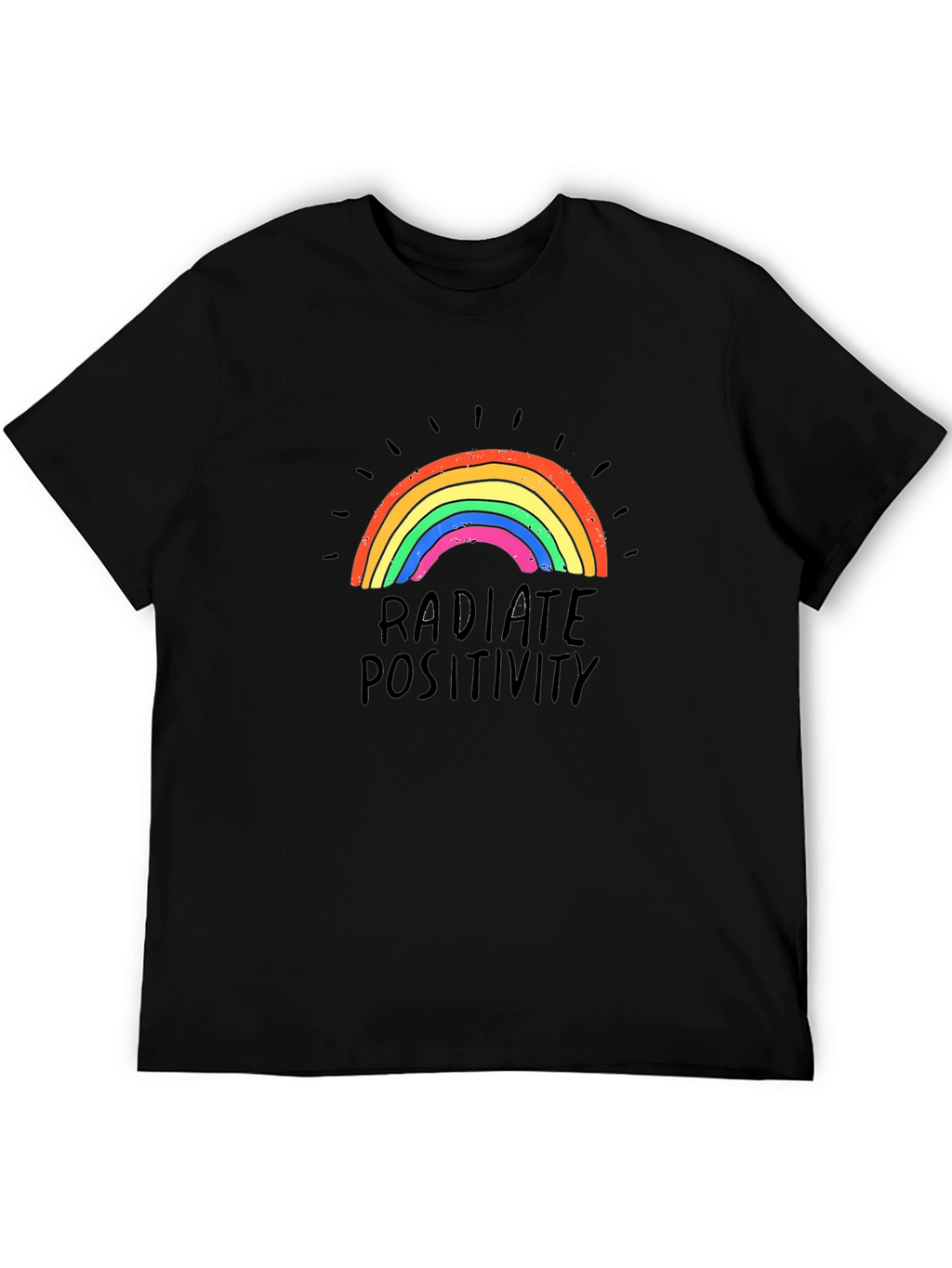 Radiate Positivity Rainbow Graphic T-Shirt - Black