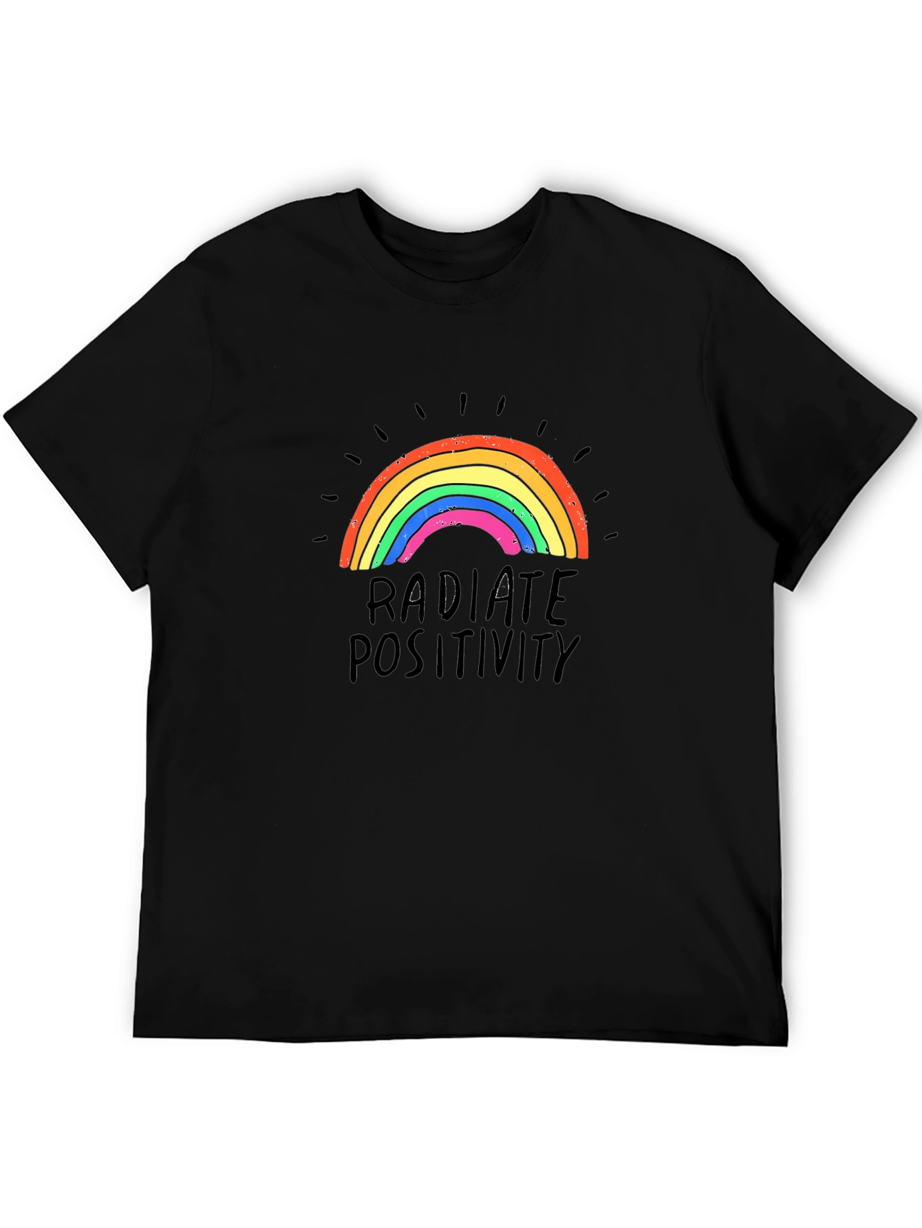 Radiate Positivity Rainbow Graphic T-Shirt - Black