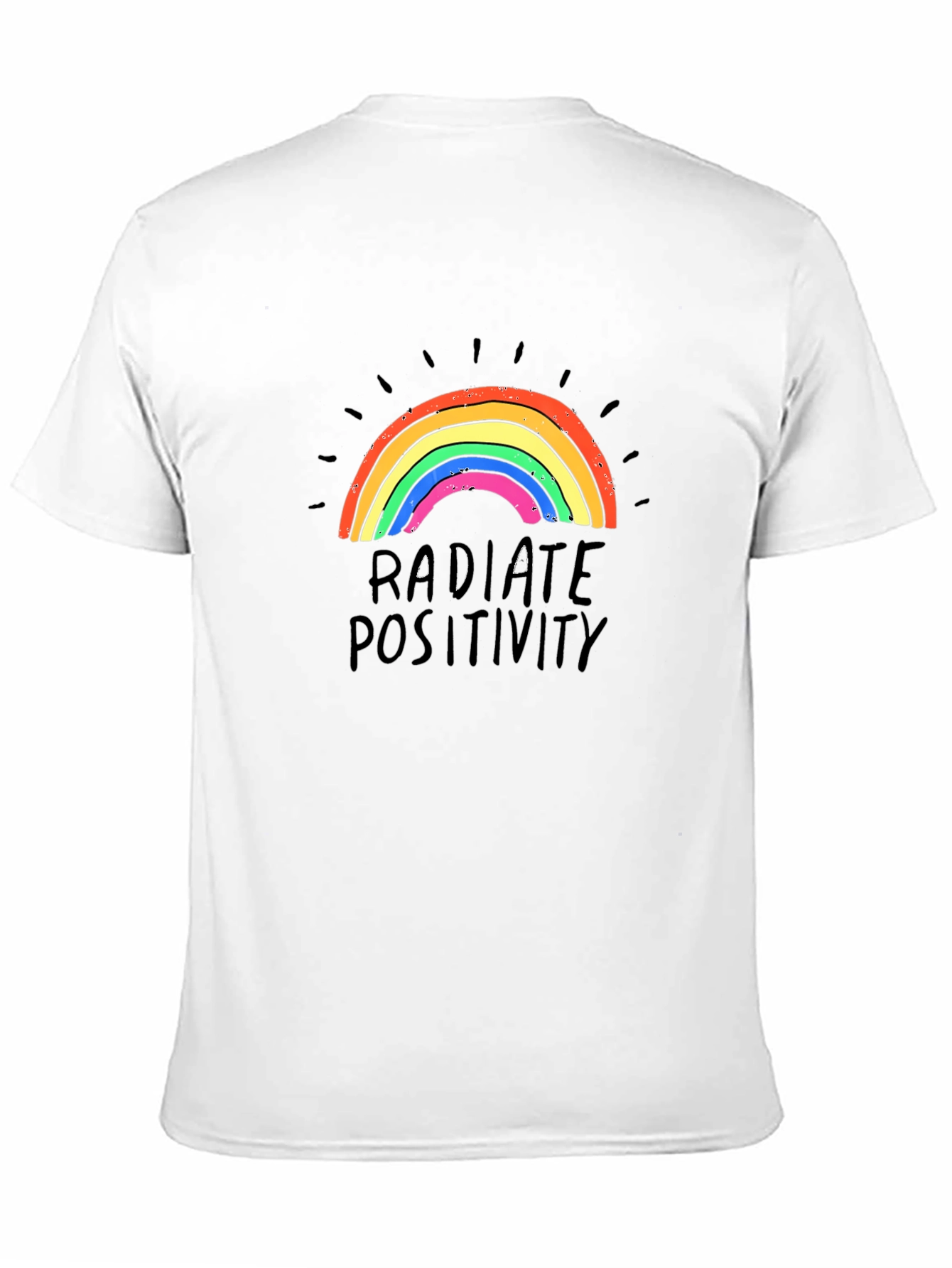 Radiate Positivity Rainbow Graphic T-Shirt - Black