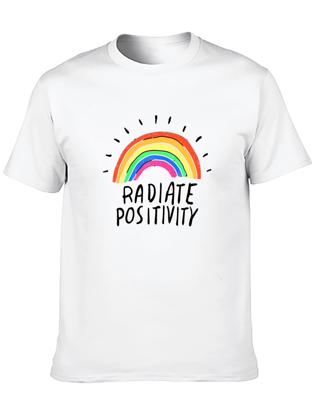 Radiate Positivity Rainbow Graphic T-Shirt - Black