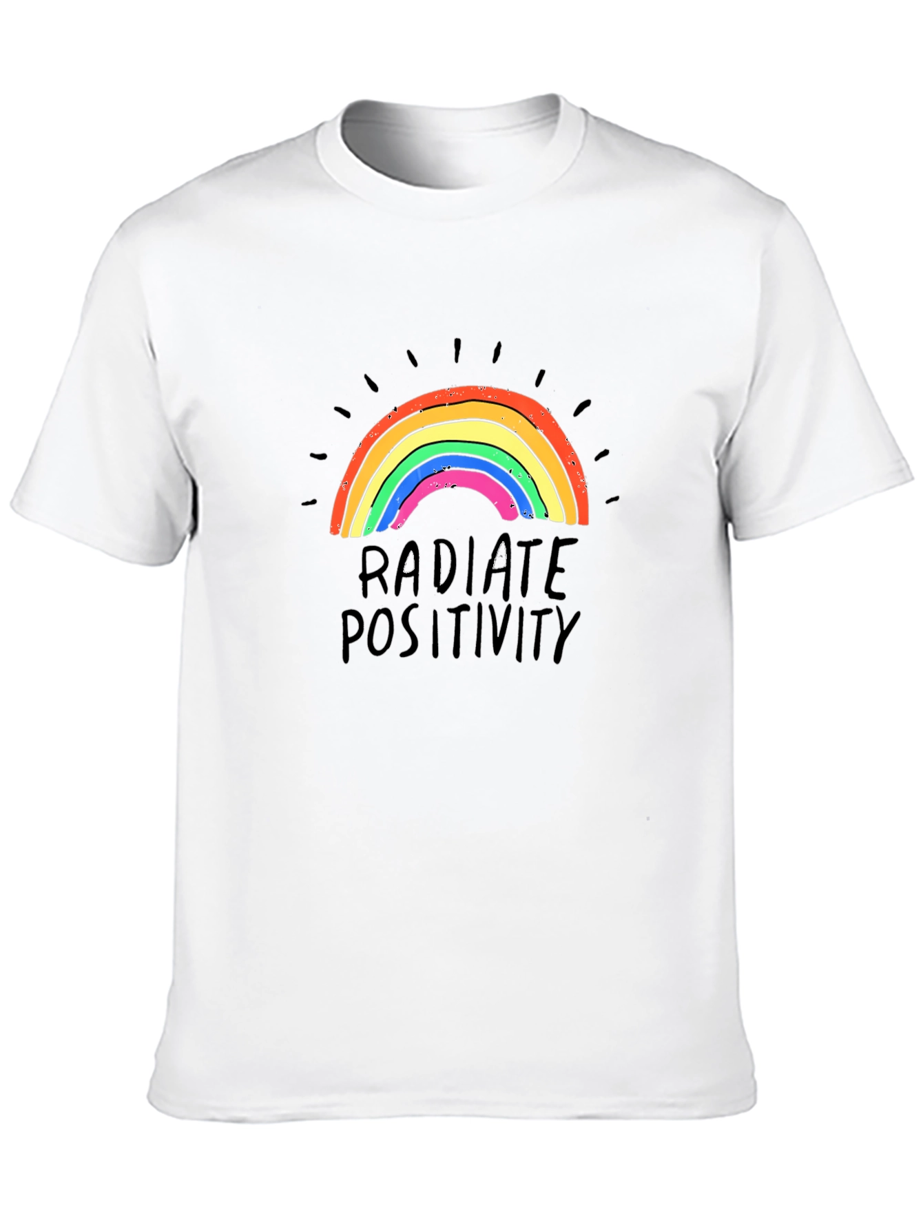 Radiate Positivity Rainbow Graphic T-Shirt - Black