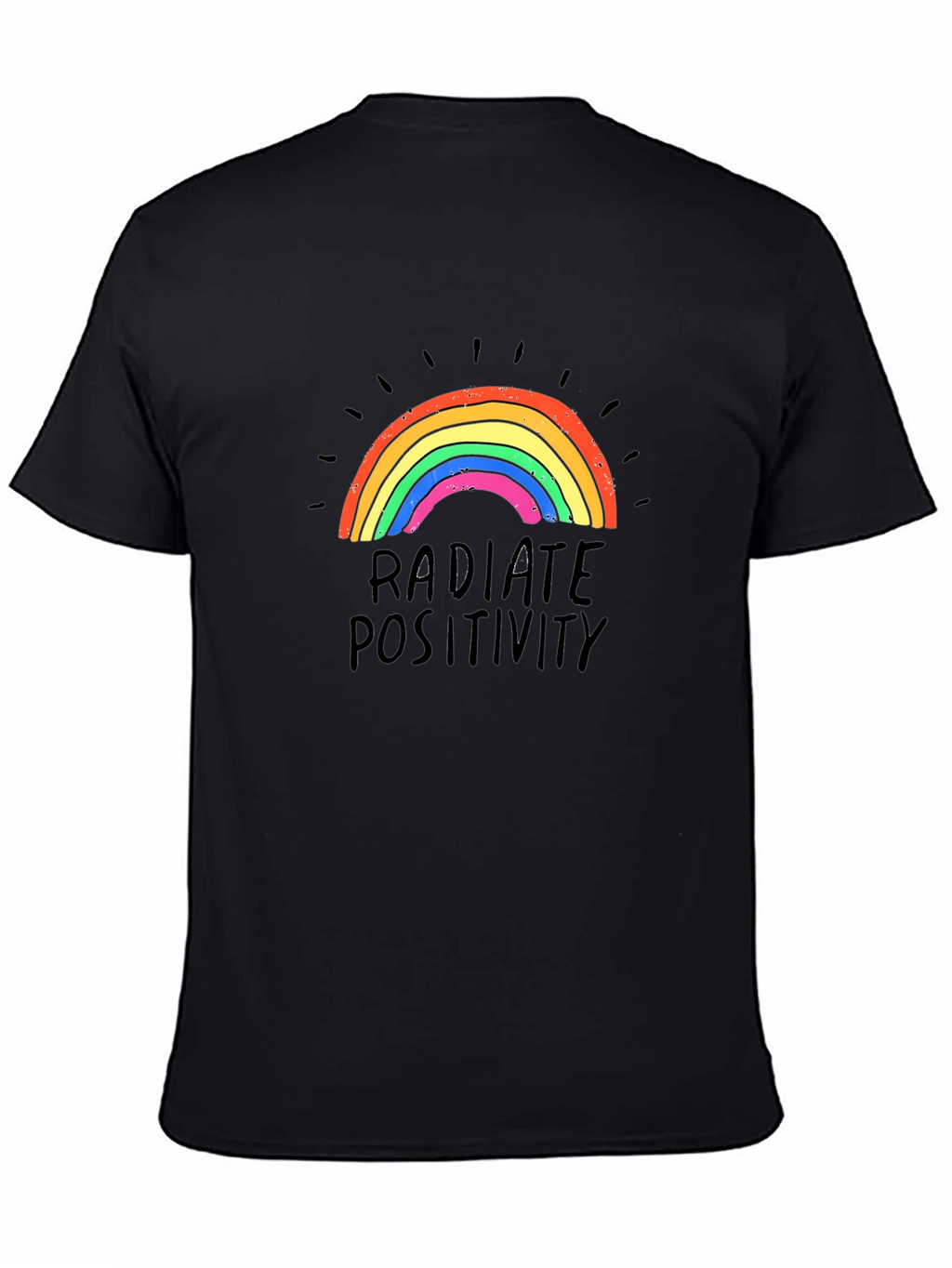 Radiate Positivity Rainbow Graphic T-Shirt - Black