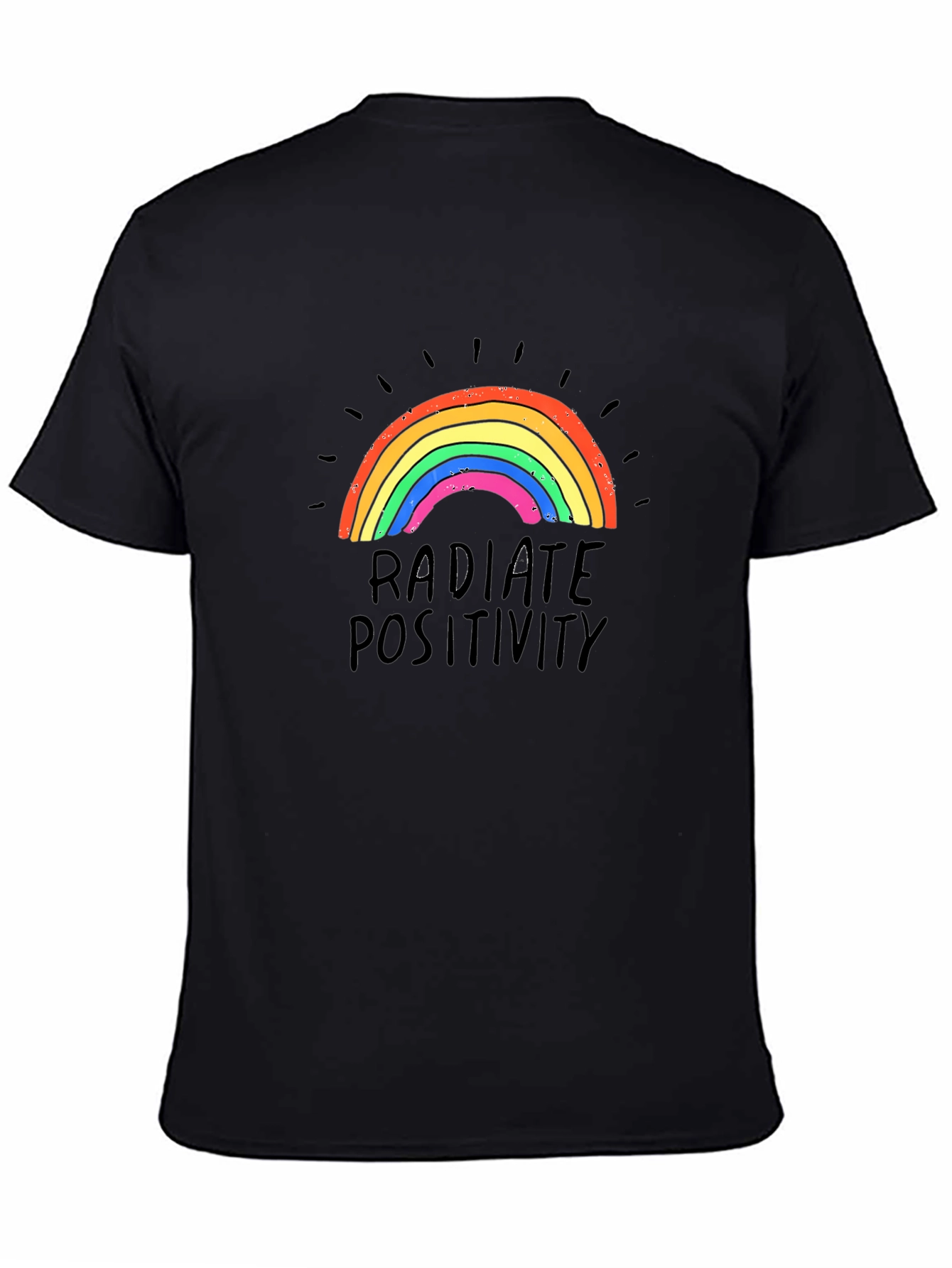 Radiate Positivity Rainbow Graphic T-Shirt - Black