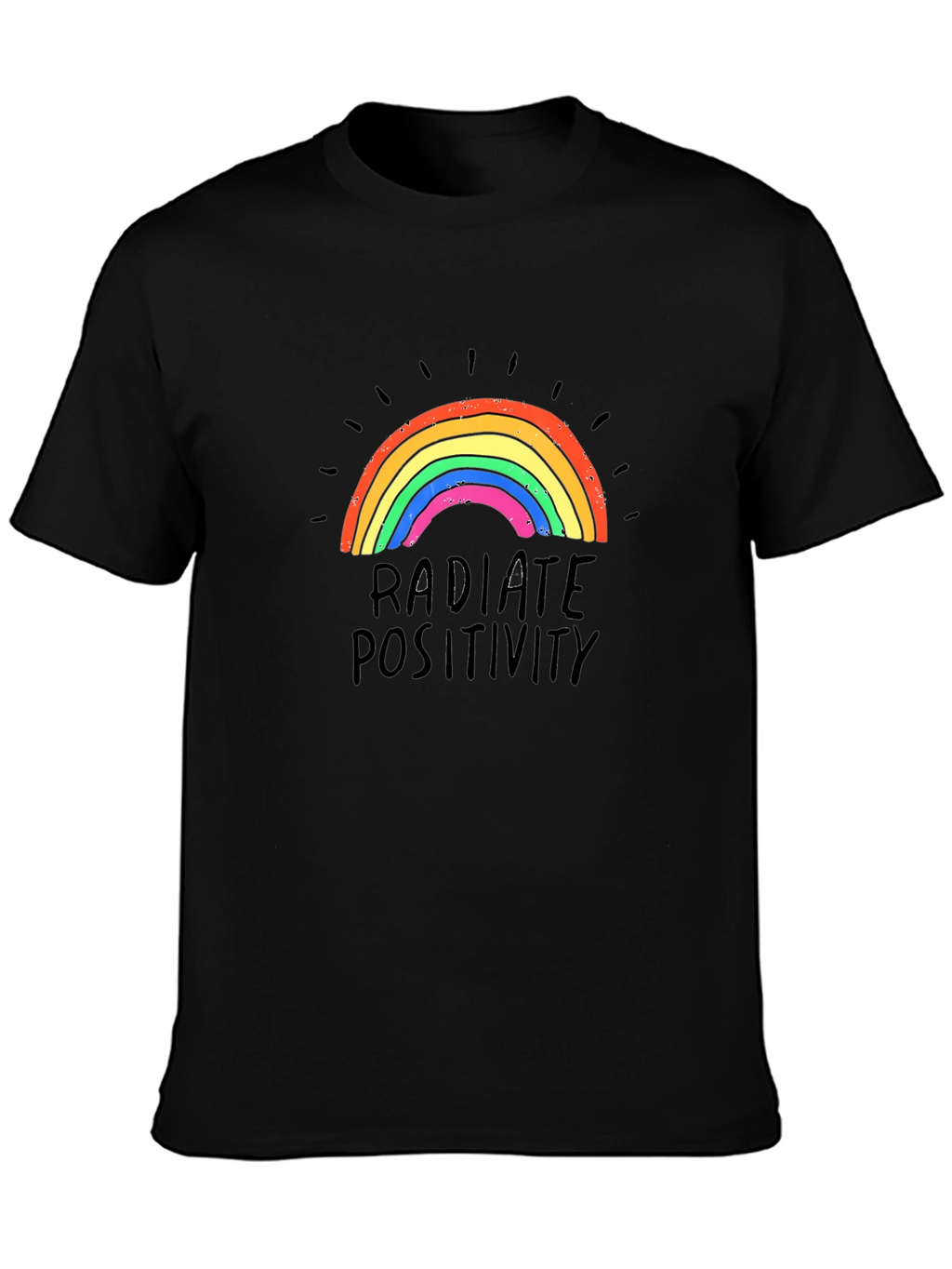Radiate Positivity Rainbow Graphic T-Shirt - Black