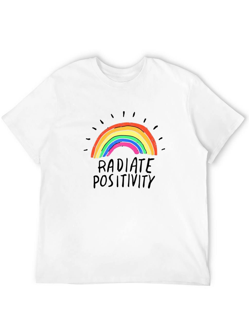 Radiate Positivity Rainbow Graphic T-Shirt - Black