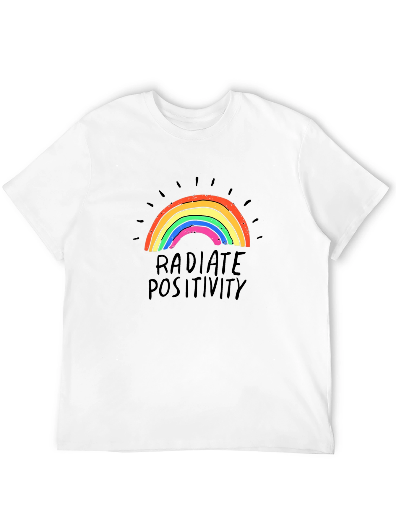 Radiate Positivity Rainbow Graphic T-Shirt - Black