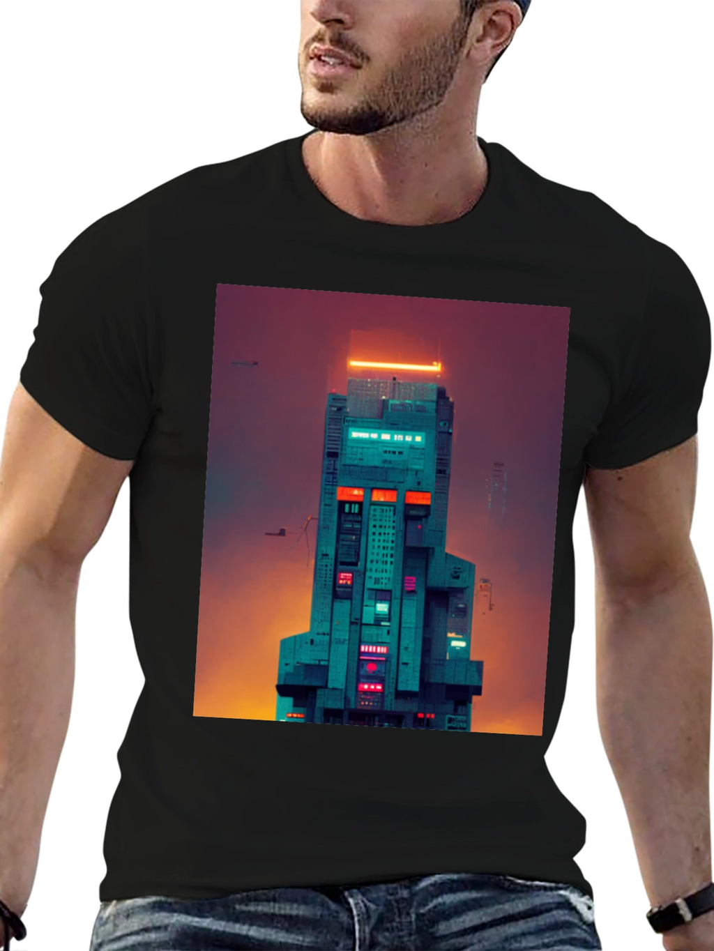Cyberpunk Building Graphic Tee