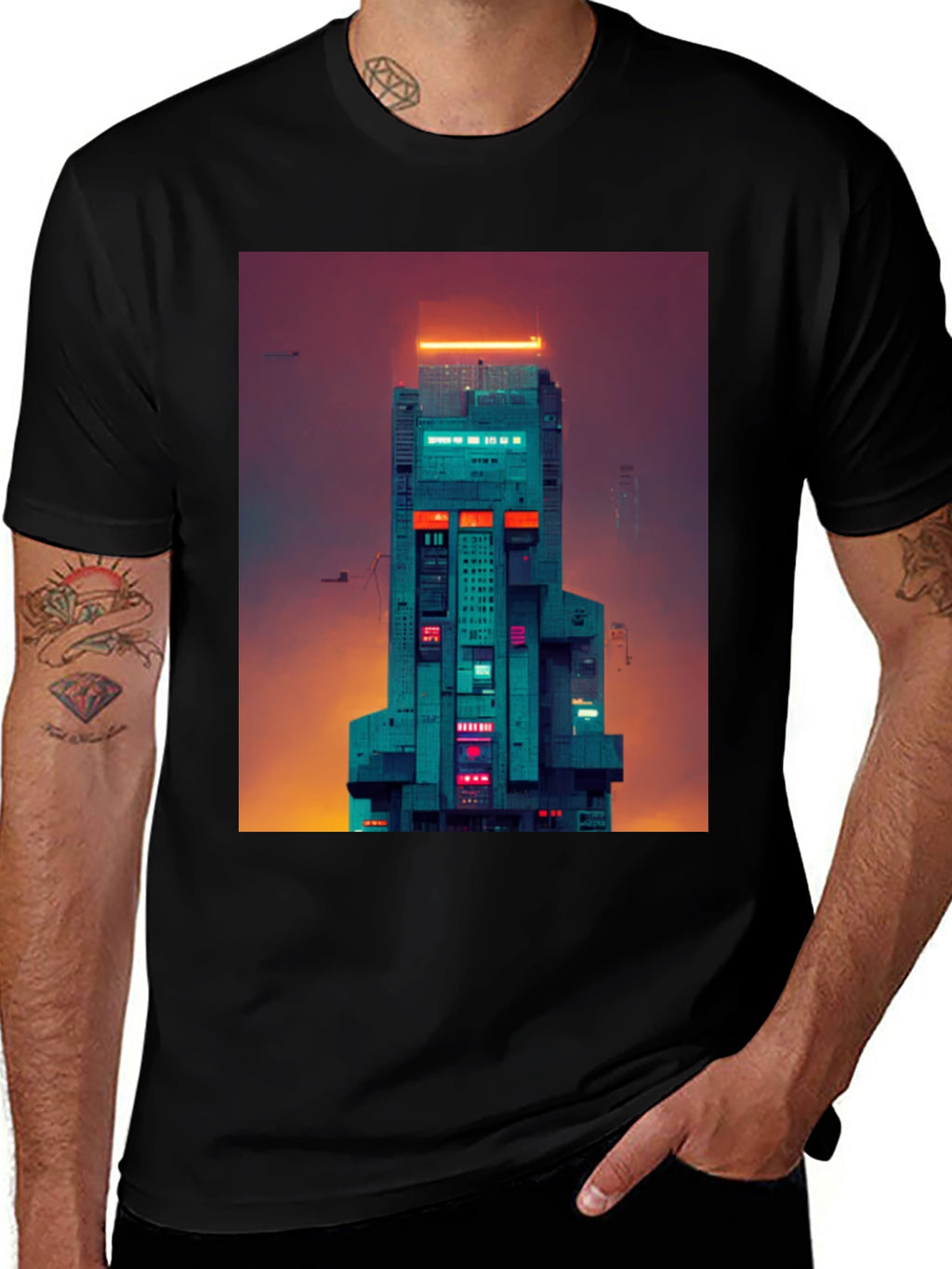 Cyberpunk Building Graphic Tee