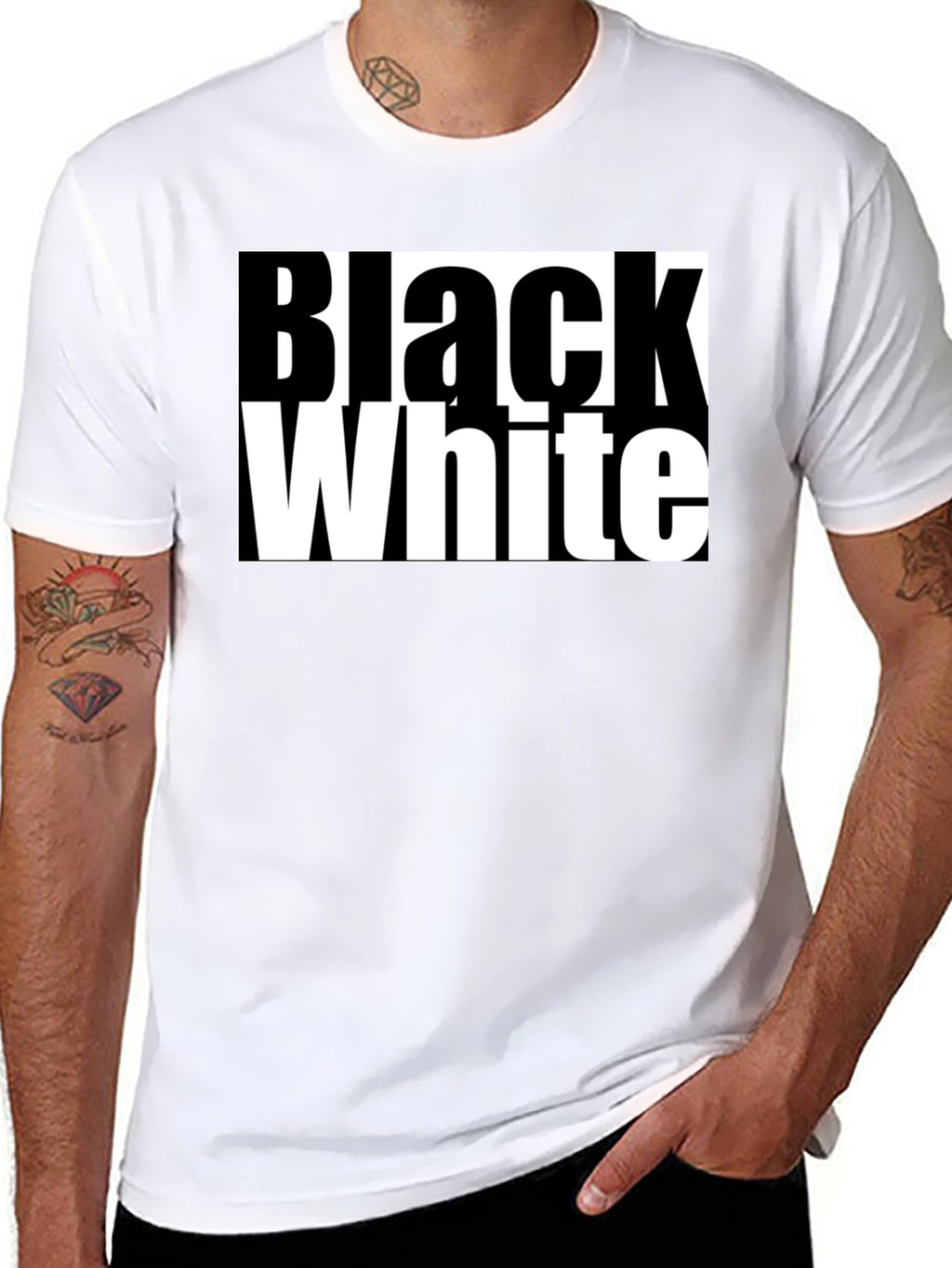 Black and White Graphic Tee - Bold Contrast Style