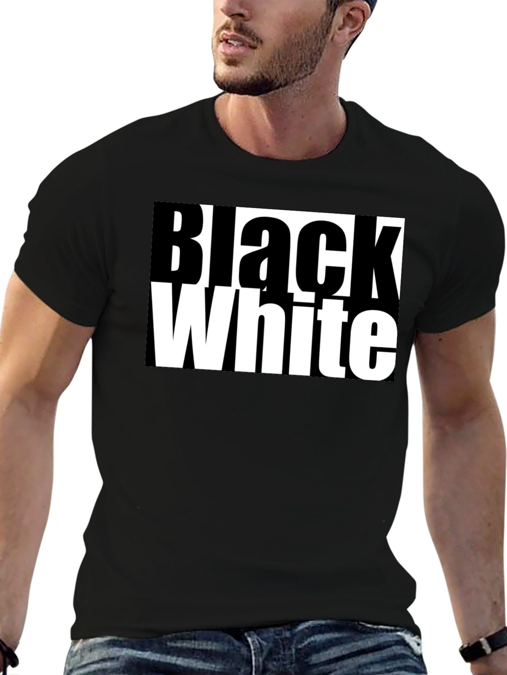 Black and White Graphic Tee - Bold Contrast Style